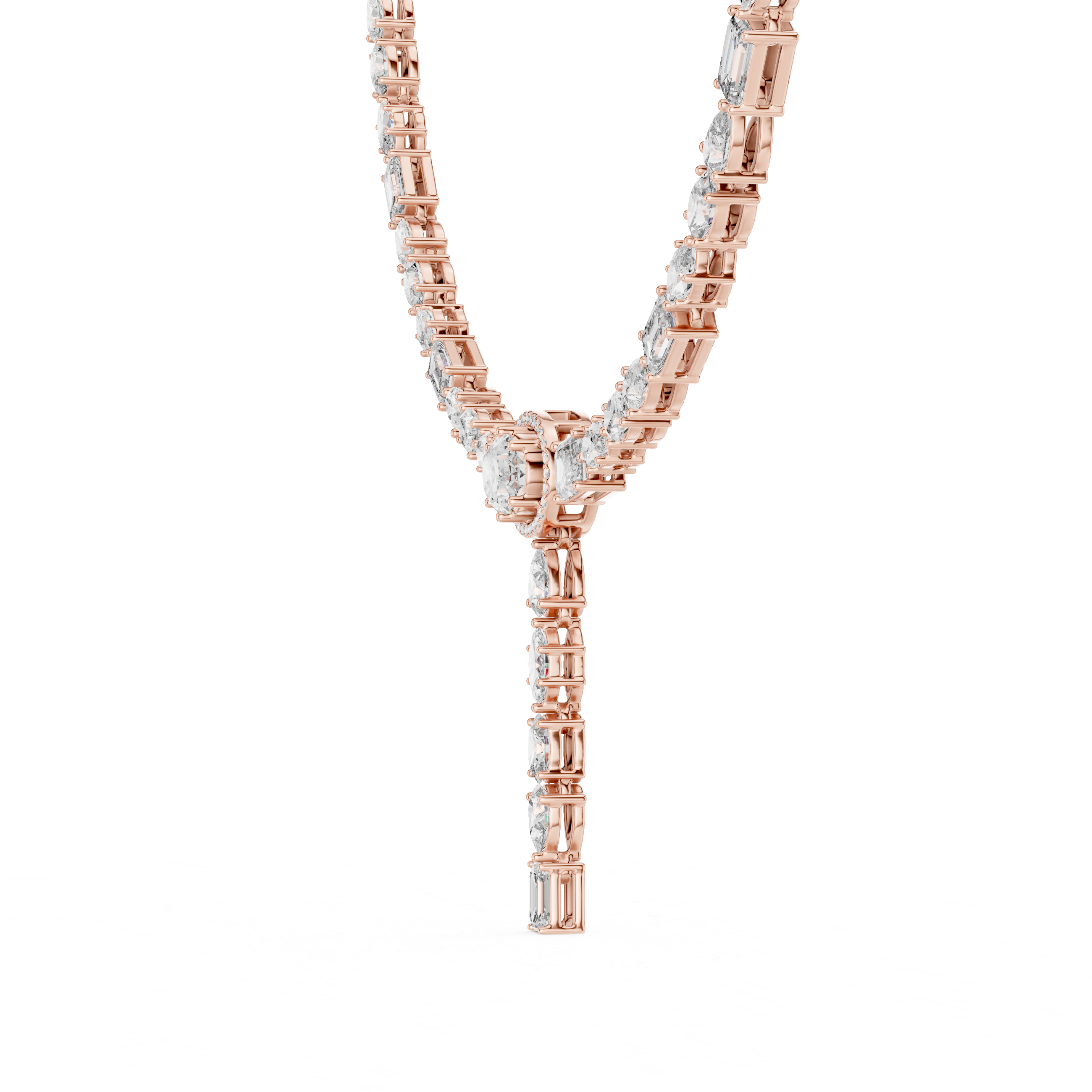 Mixed-Shape Lab-Grown Diamond Halo Y-Necklace