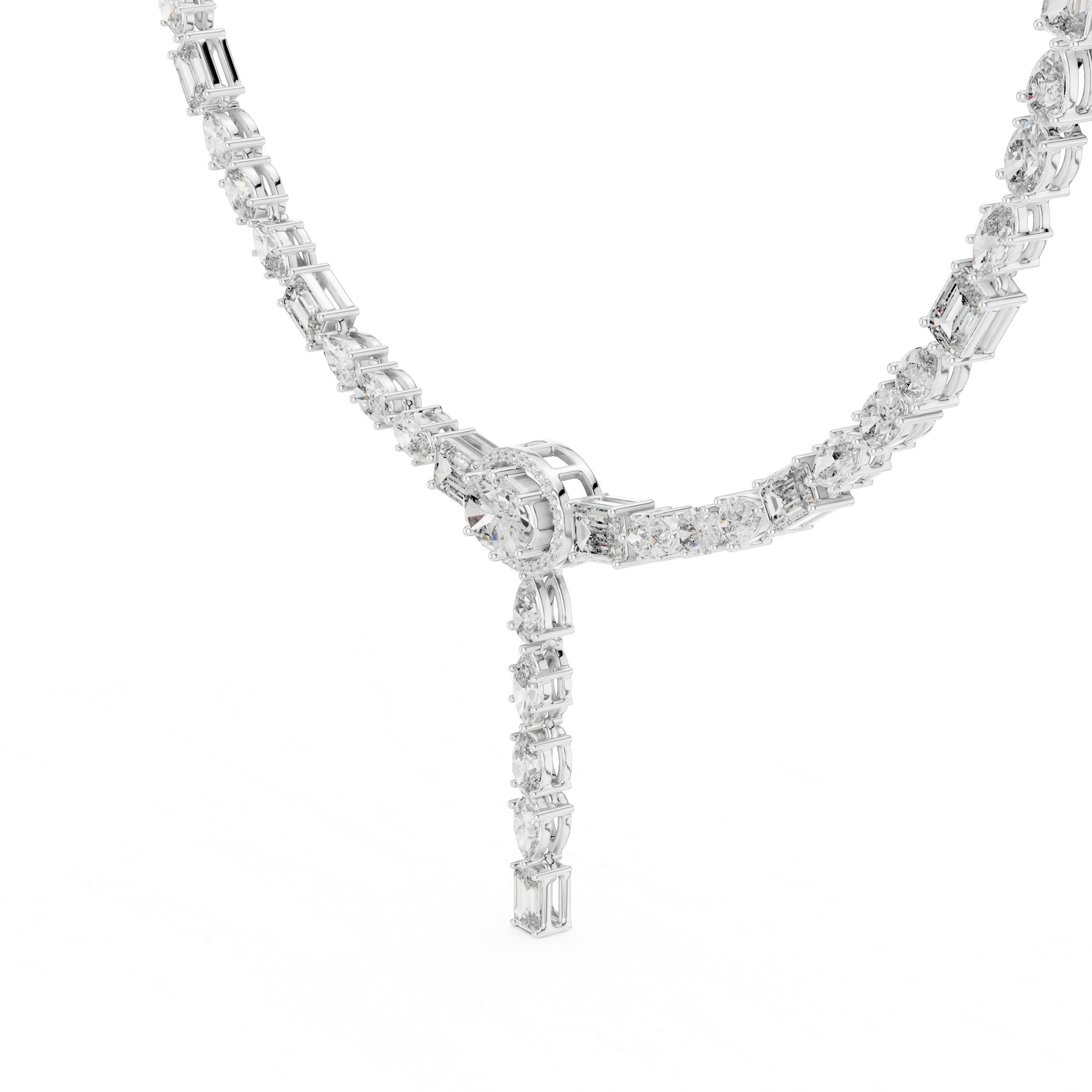 Mixed-Shape Lab-Grown Diamond Halo Y-Necklace