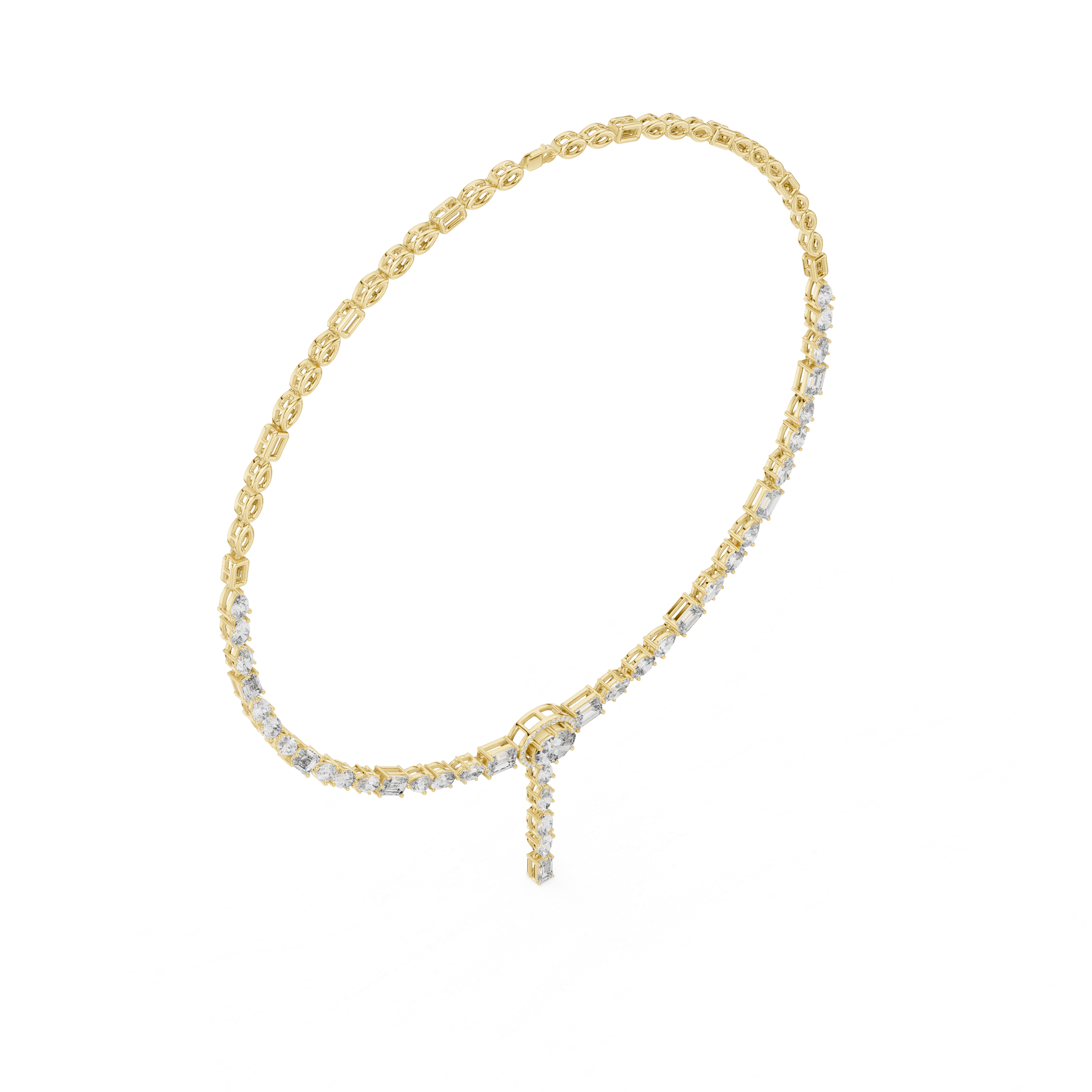 Mixed-Shape Lab-Grown Diamond Halo Y-Necklace
