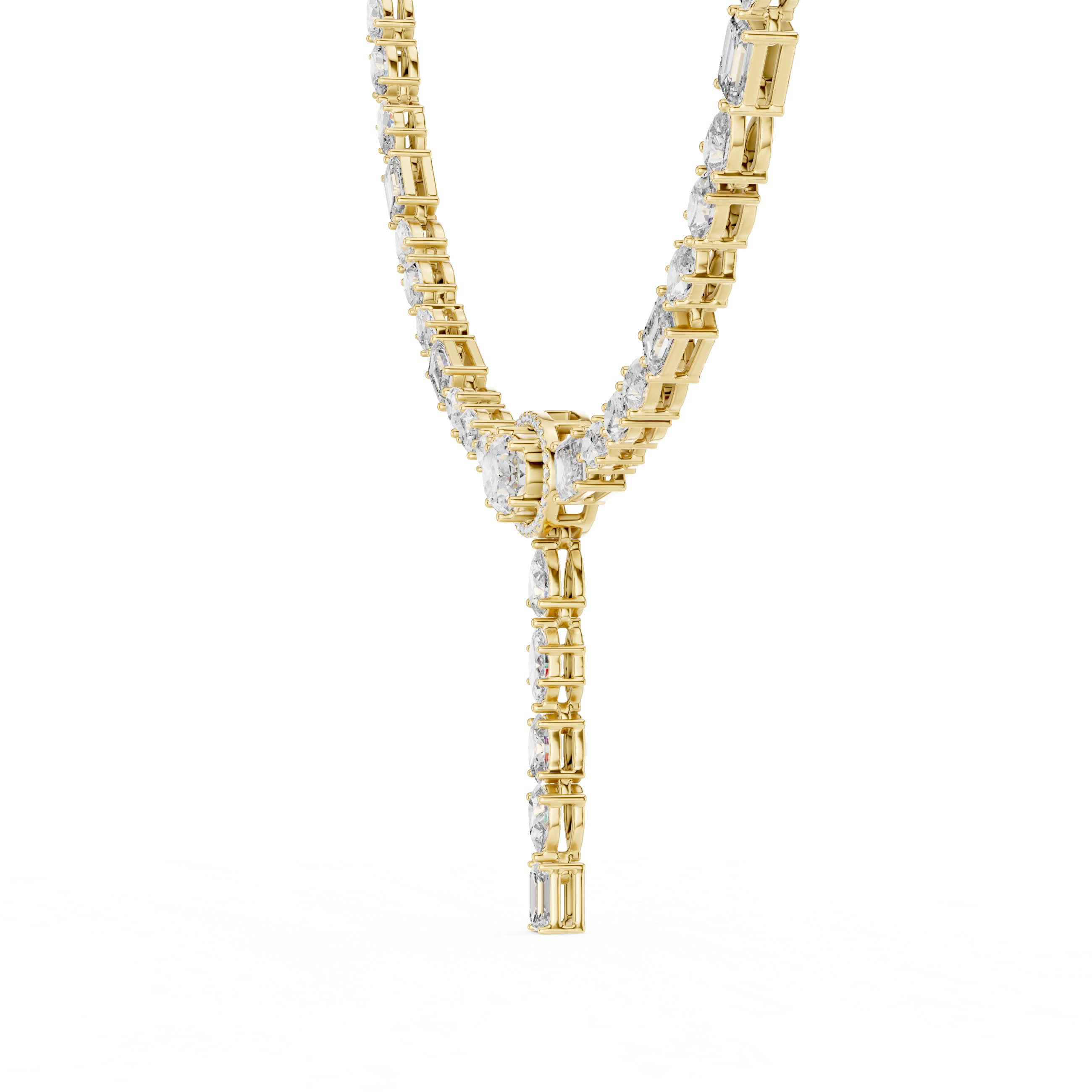 Mixed-Shape Lab-Grown Diamond Halo Y-Necklace