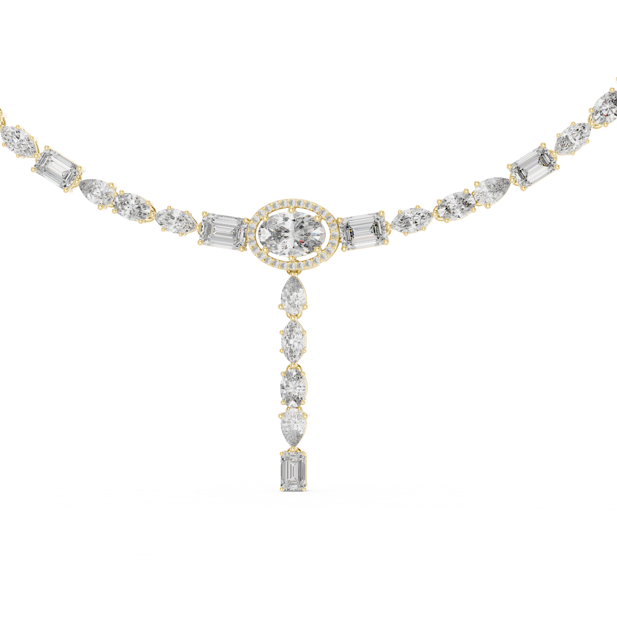 Mixed-Shape Lab-Grown Diamond Halo Y-Necklace