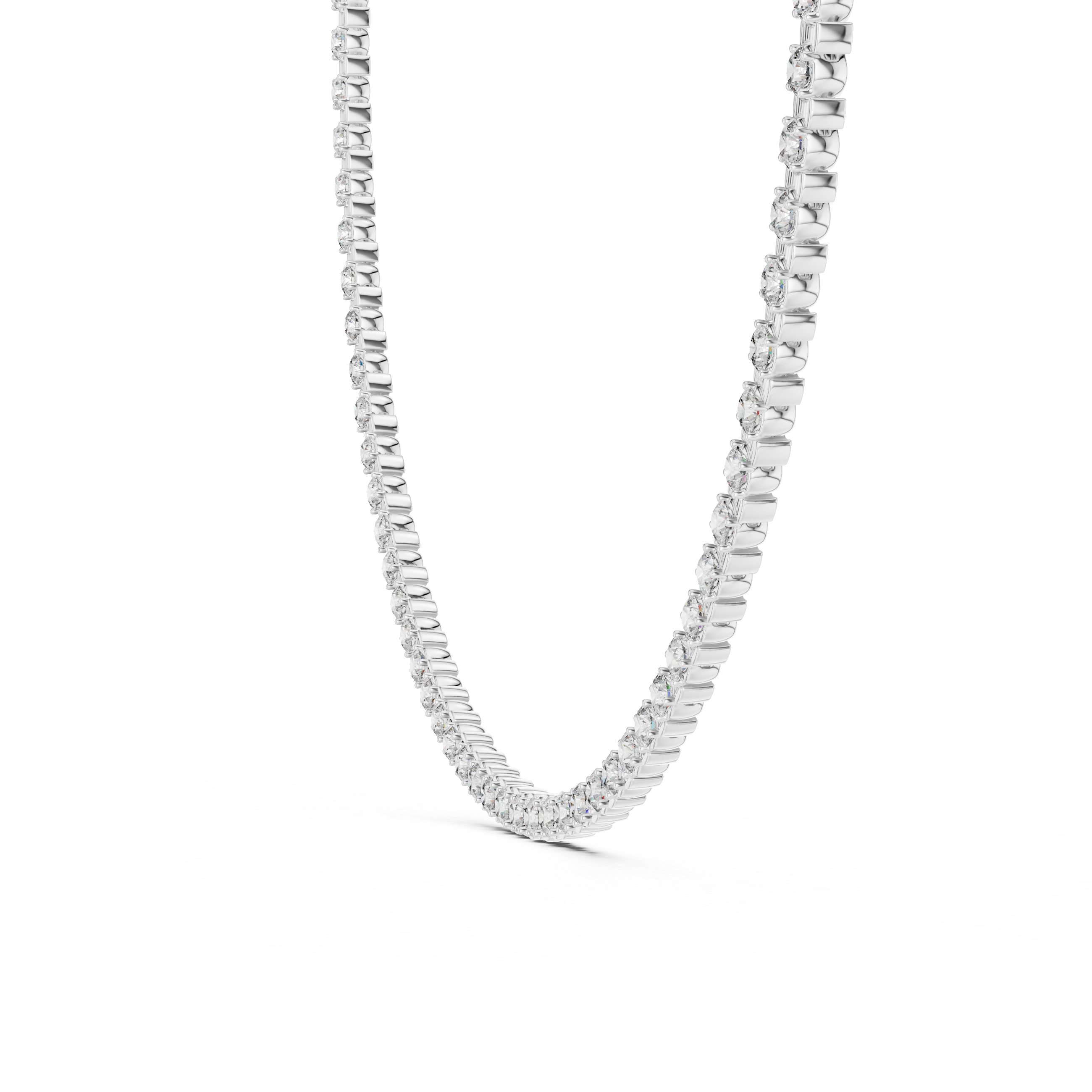 Scalloped Prong-Set Lab-Grown Diamond Tennis Necklace