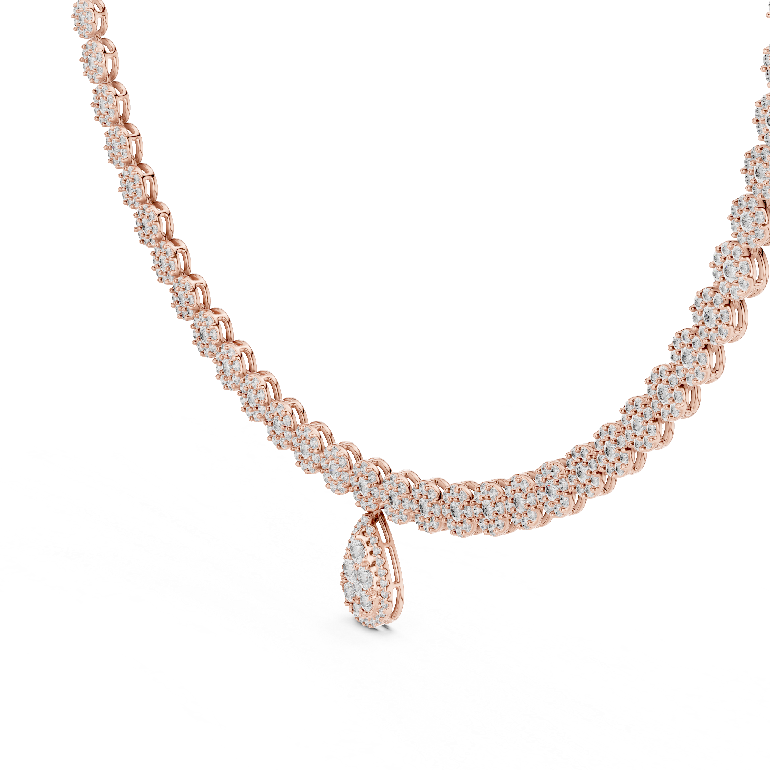 Lab-Grown Diamond Cluster Necklace with Pear Drop