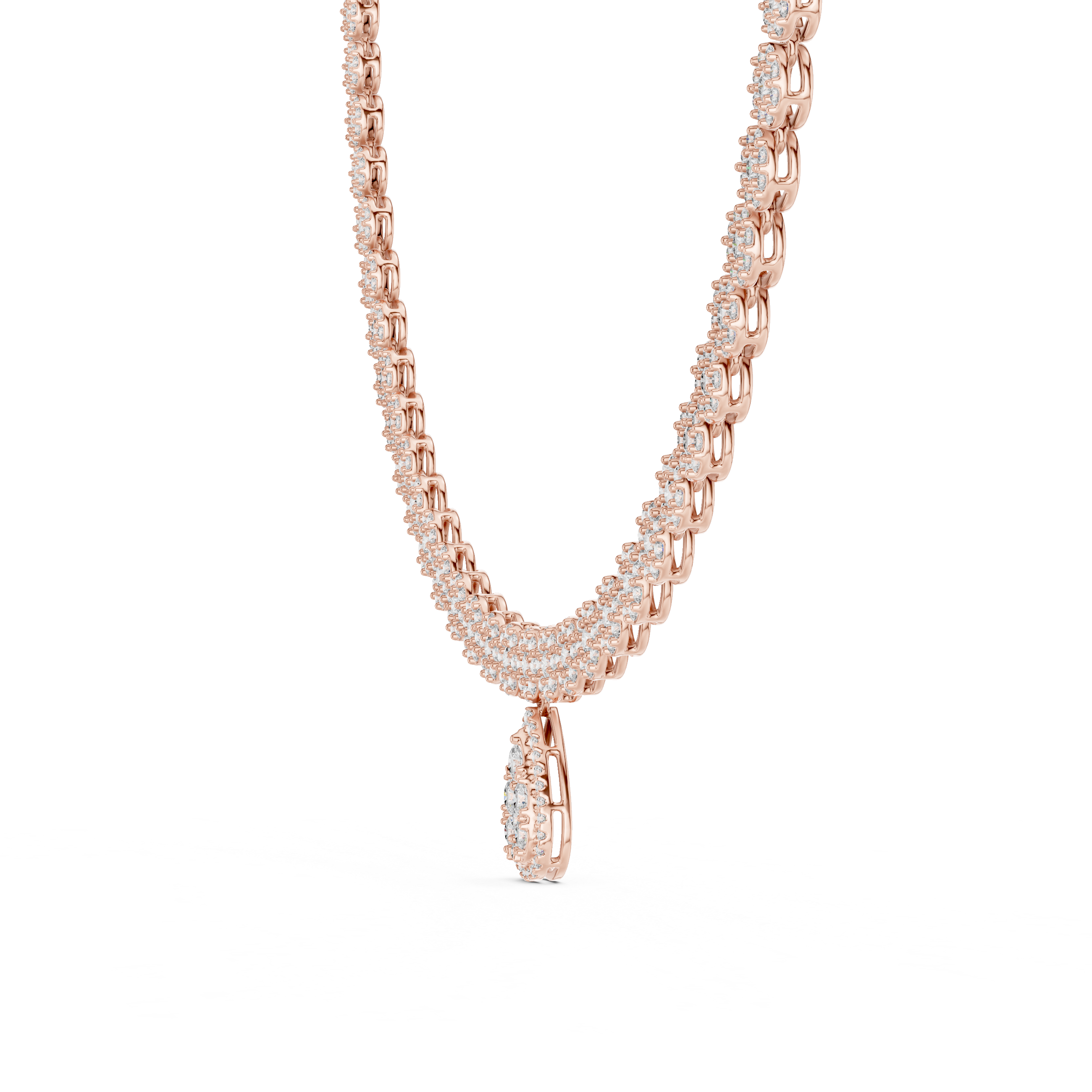 Lab-Grown Diamond Cluster Necklace with Pear Drop