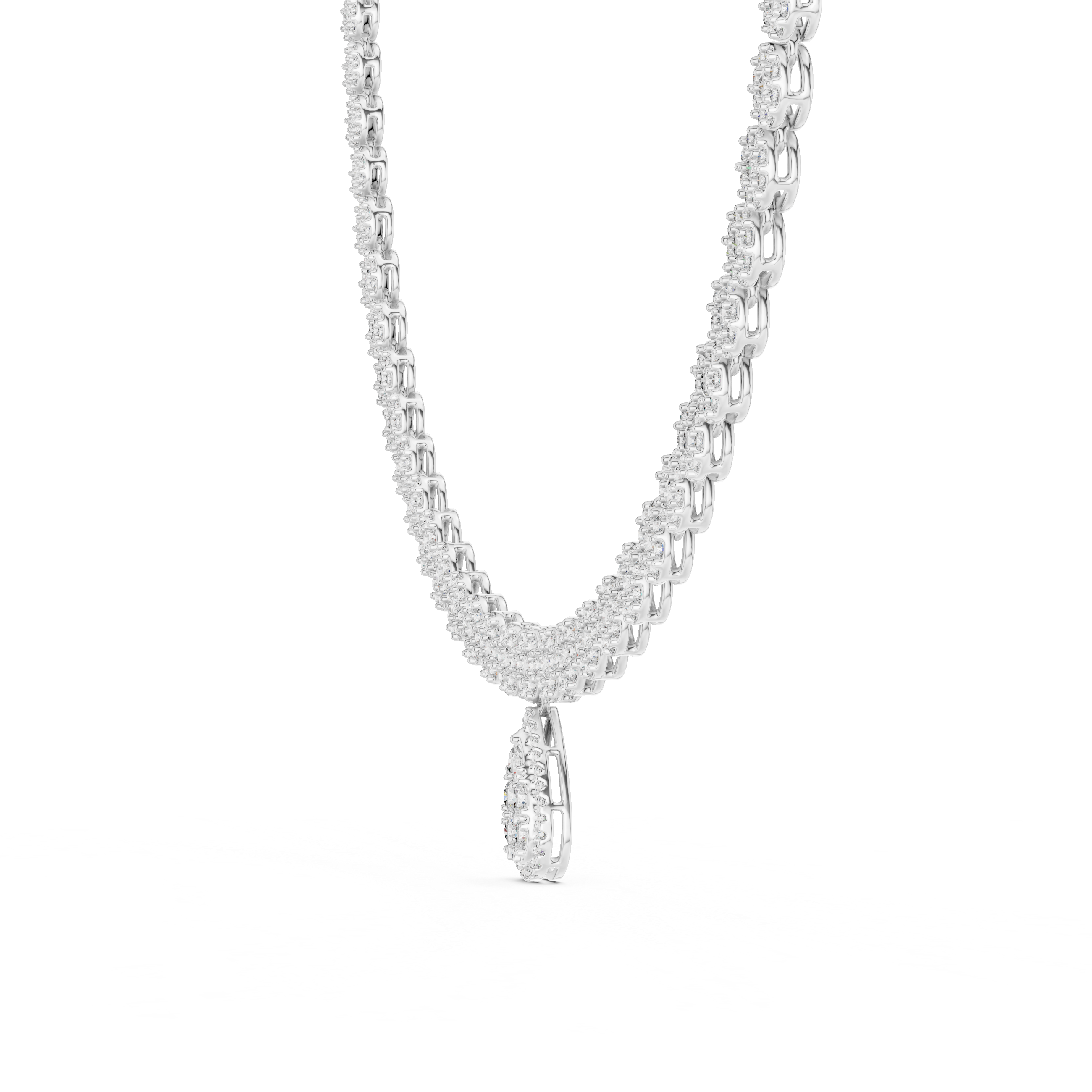 Lab-Grown Diamond Cluster Necklace with Pear Drop