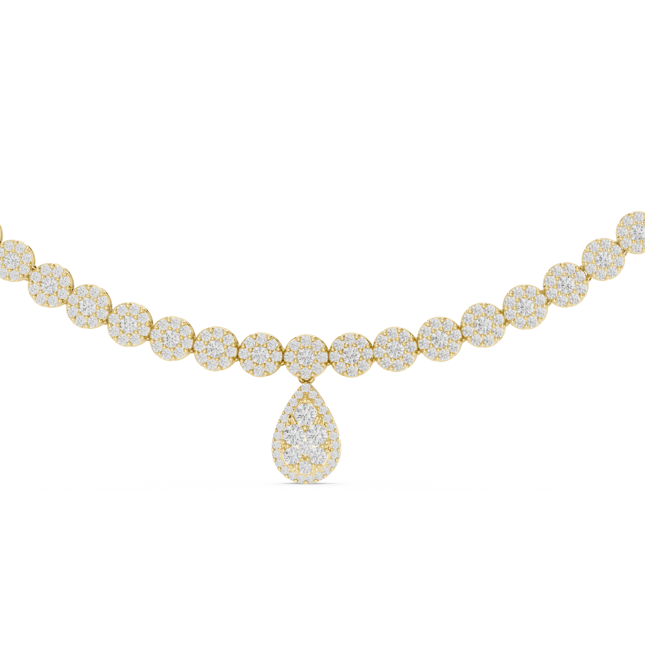Lab-Grown Diamond Cluster Necklace with Pear Drop