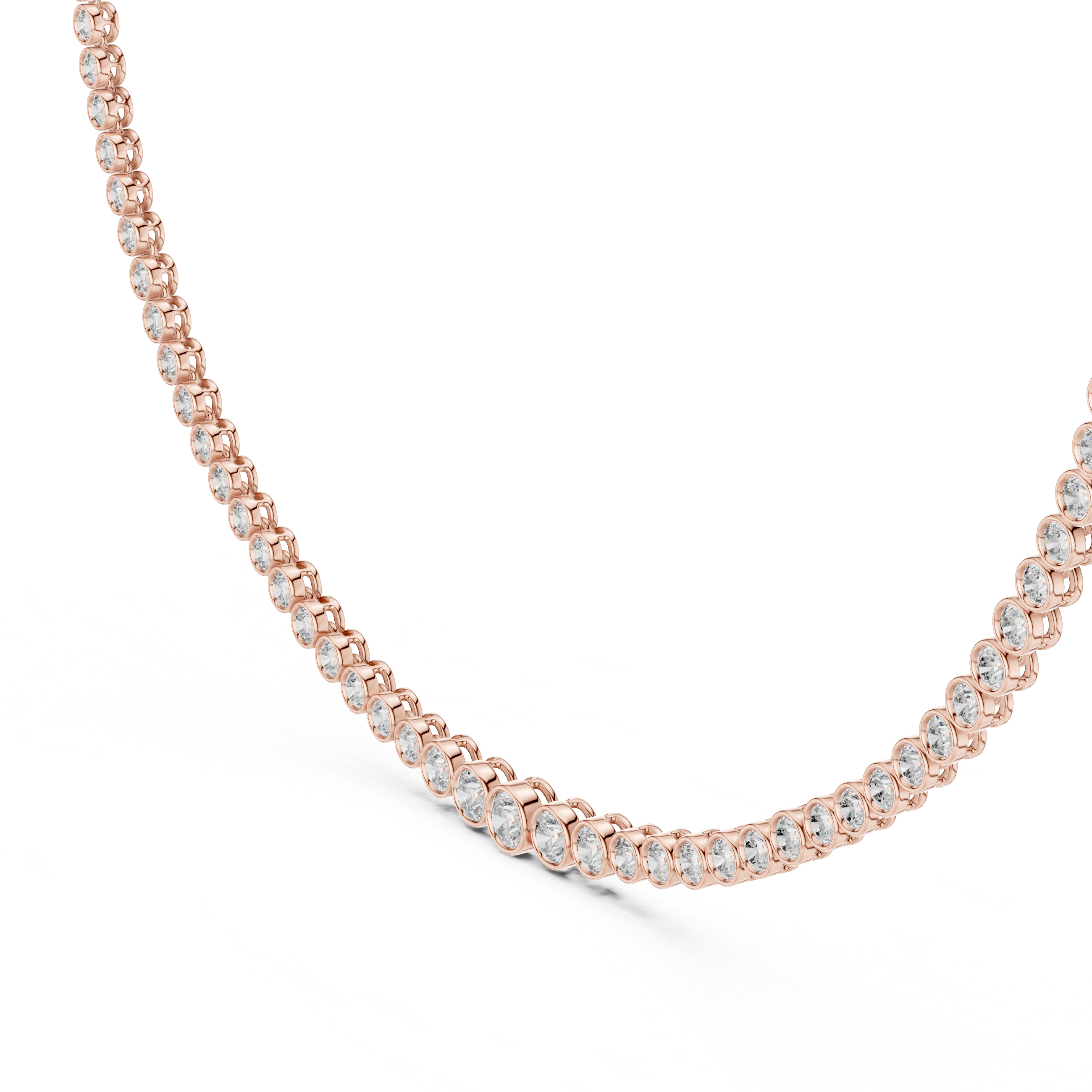 Bezel-Set Round Lab-Grown Diamond Tennis Necklace