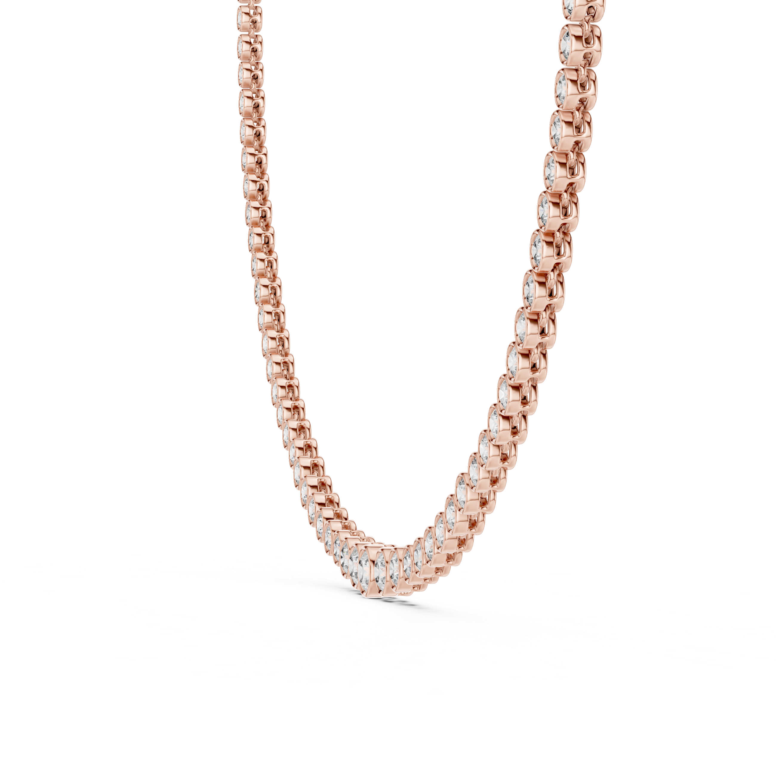 Bezel-Set Round Lab-Grown Diamond Tennis Necklace