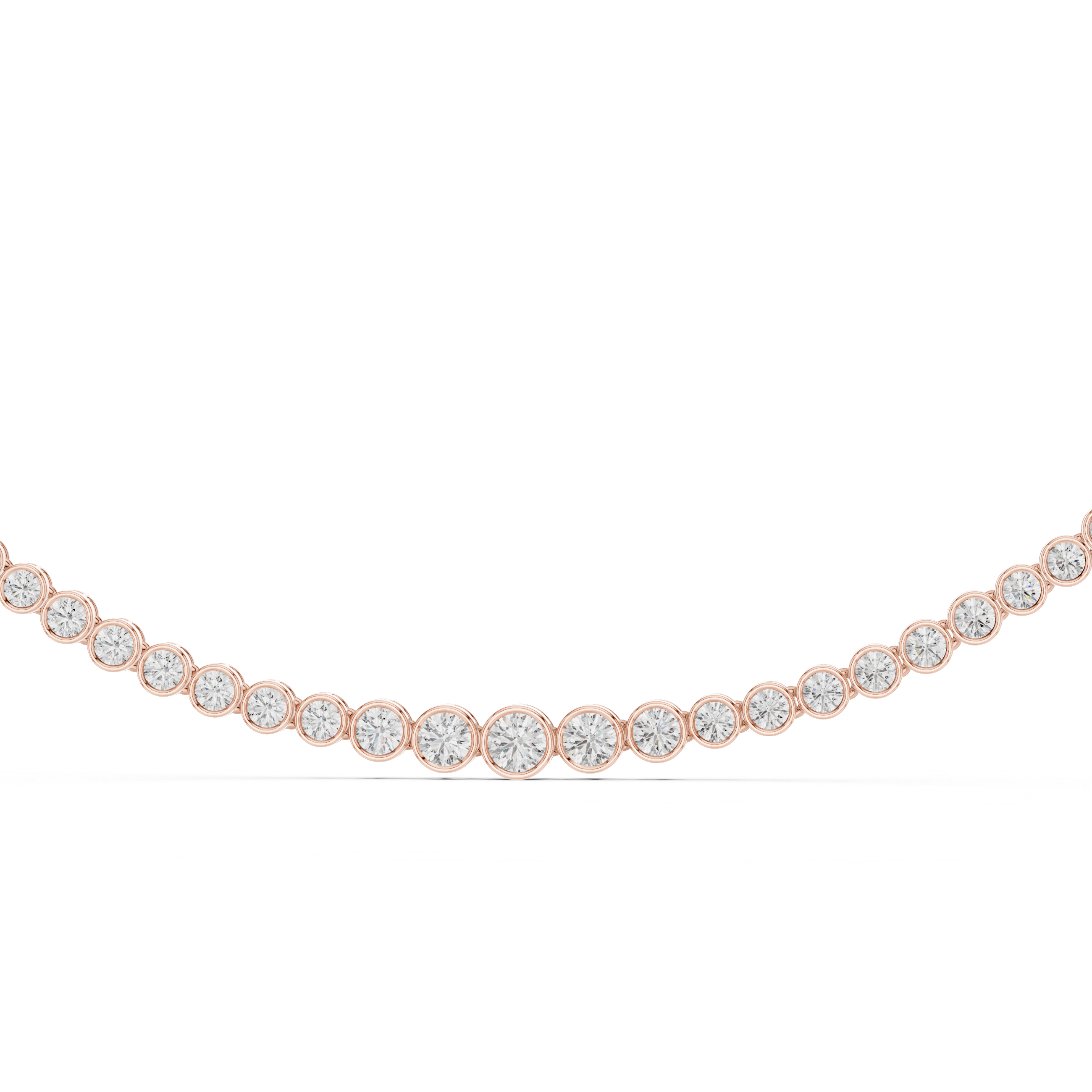 Bezel-Set Round Lab-Grown Diamond Tennis Necklace