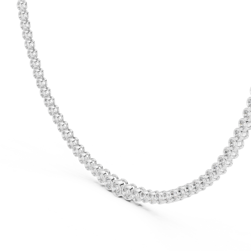 Bezel-Set Round Lab-Grown Diamond Tennis Necklace