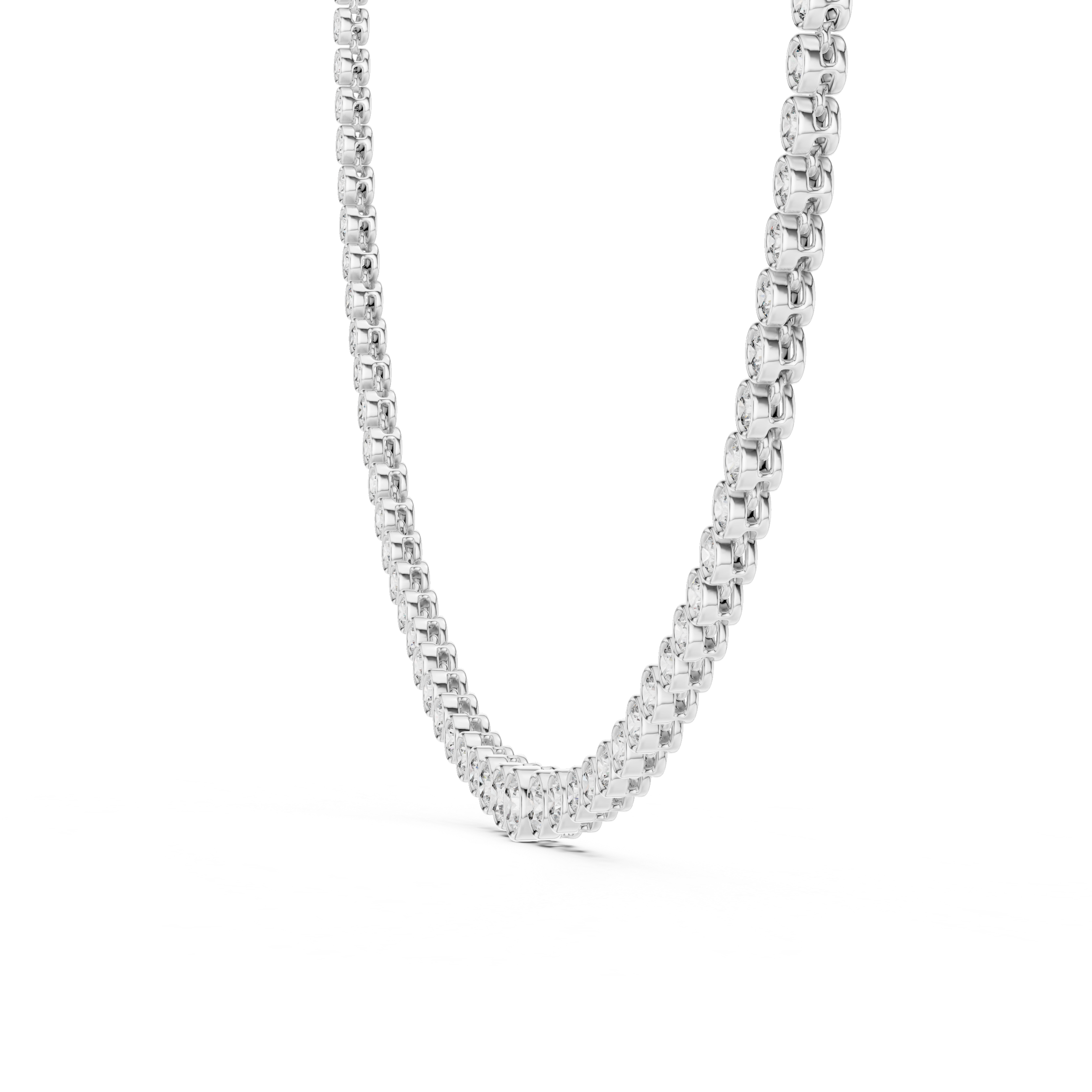 Bezel-Set Round Lab-Grown Diamond Tennis Necklace