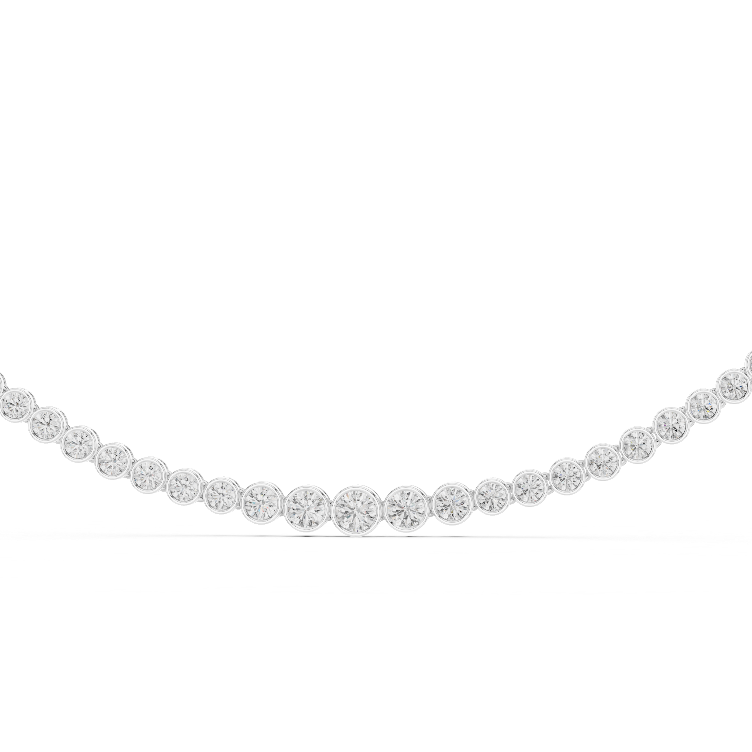 Bezel-Set Round Lab-Grown Diamond Tennis Necklace