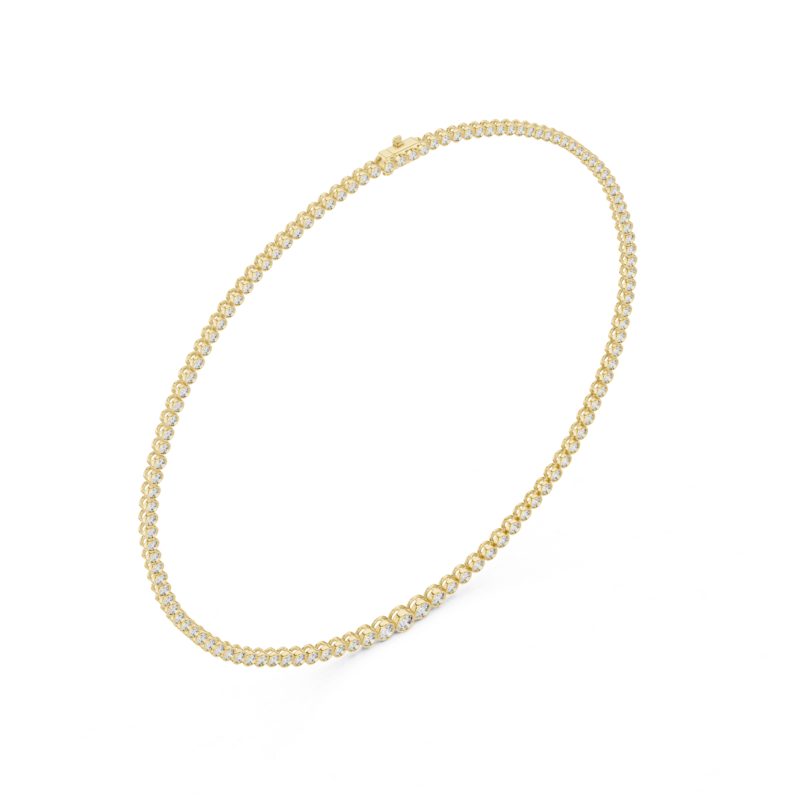 Bezel-Set Round Lab-Grown Diamond Tennis Necklace