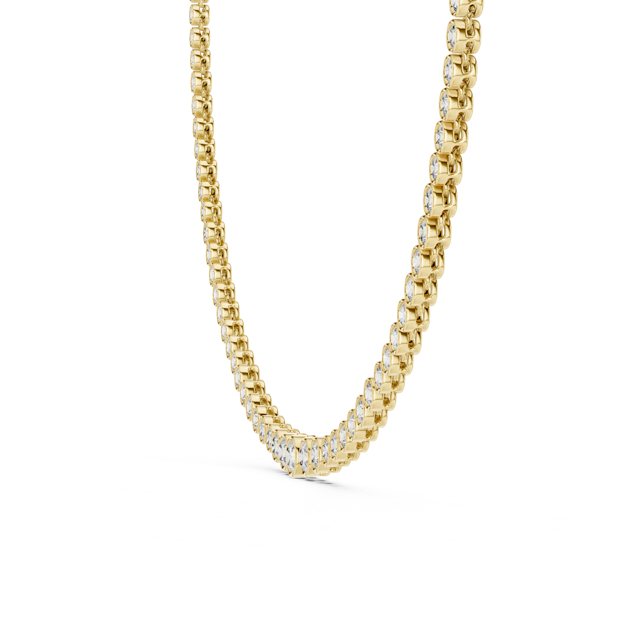 Bezel-Set Round Lab-Grown Diamond Tennis Necklace