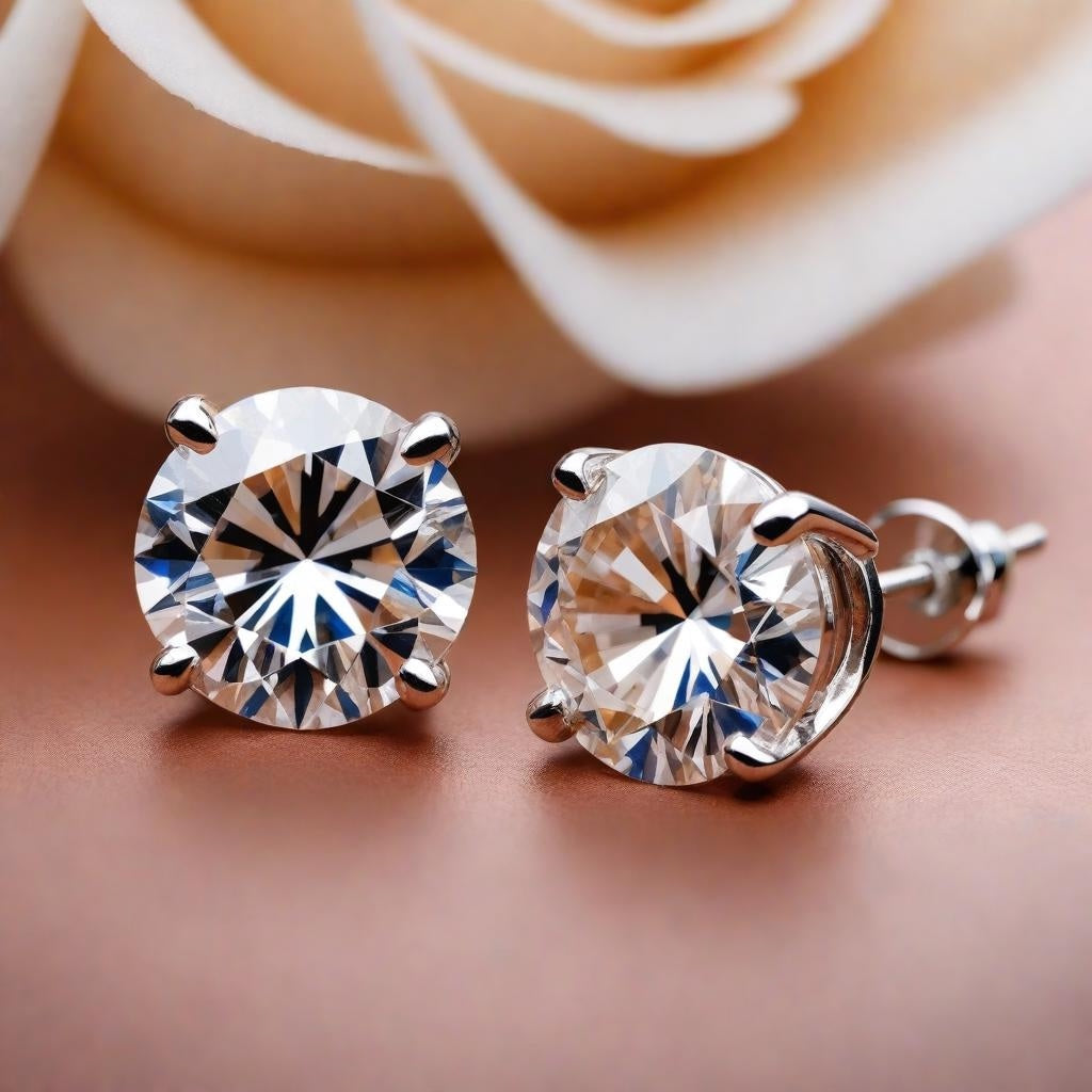 18K - Round Diamond Studs