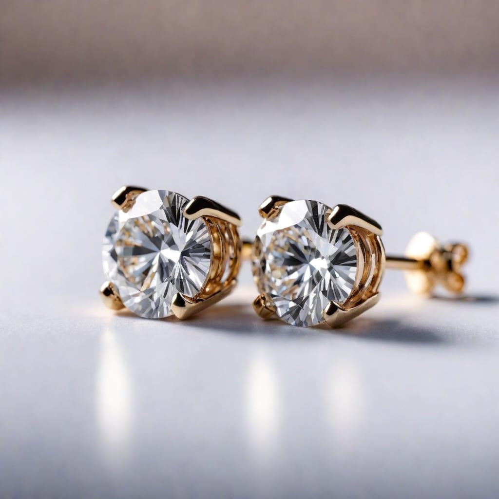 18K - Round Diamond Studs