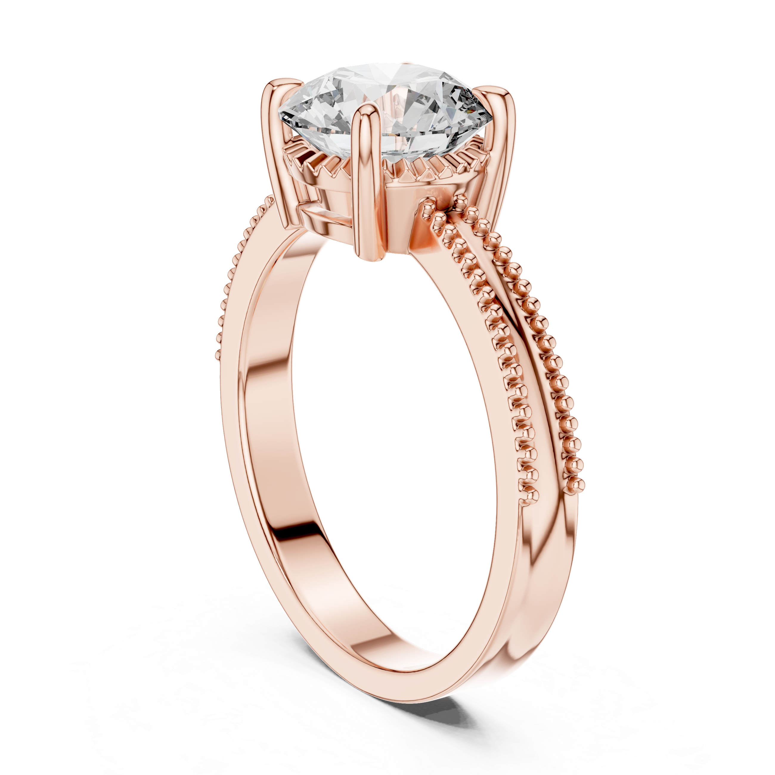 Classic Pavé Round Solitaire Engagement Ring – Design LR-0024