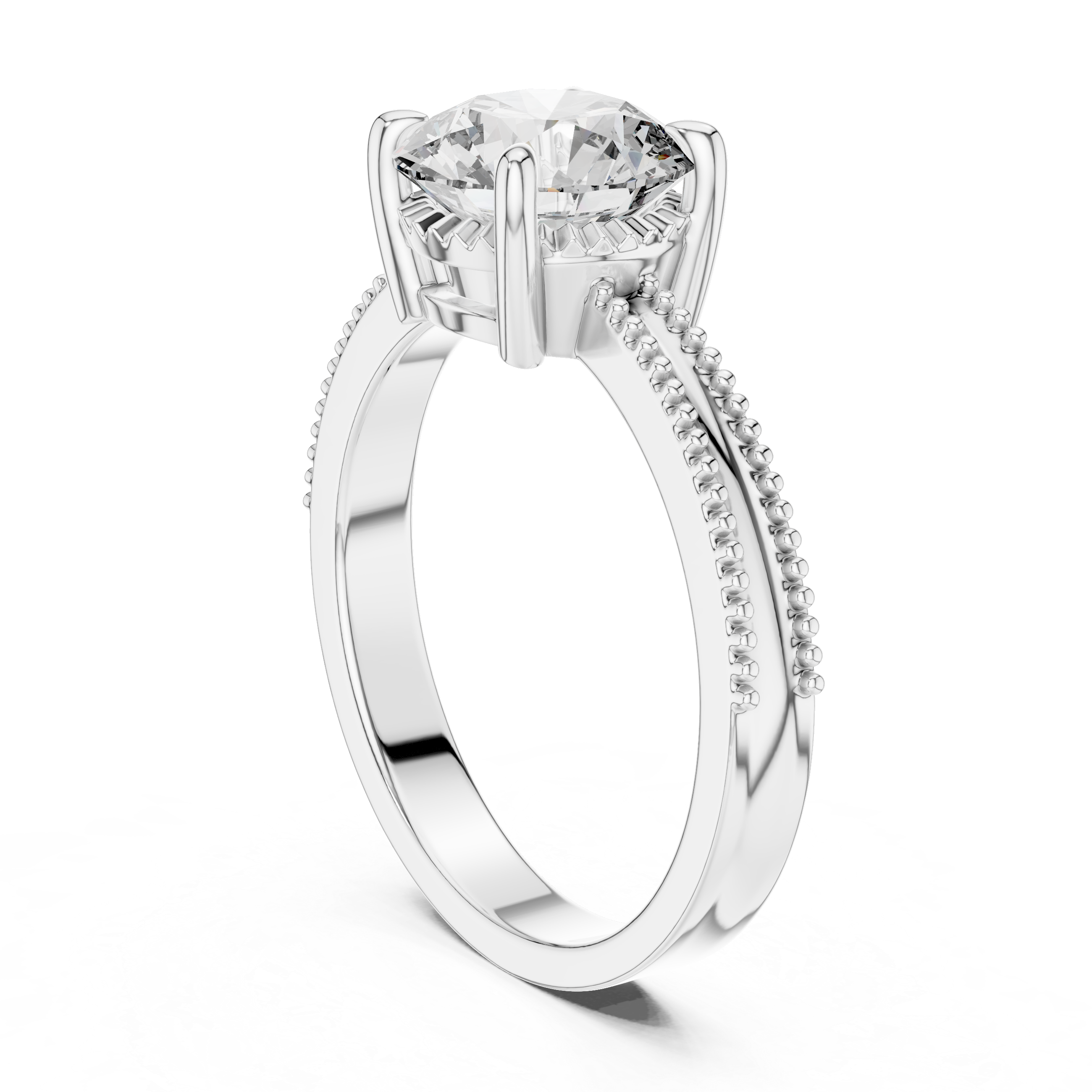 Classic Pavé Round Solitaire Engagement Ring – Design LR-0024