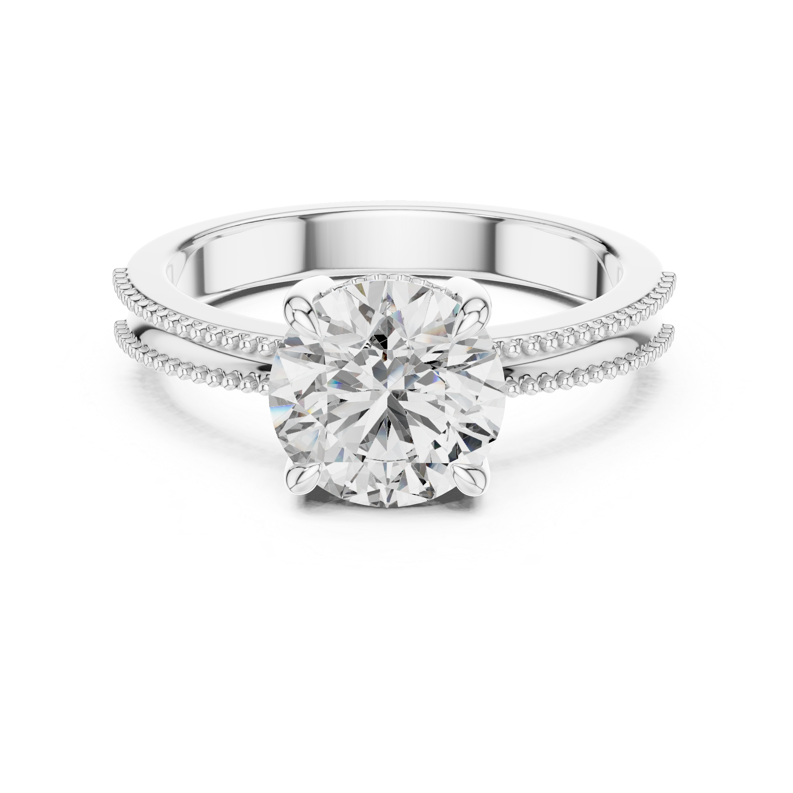 Classic Pavé Round Solitaire Engagement Ring – Design LR-0024