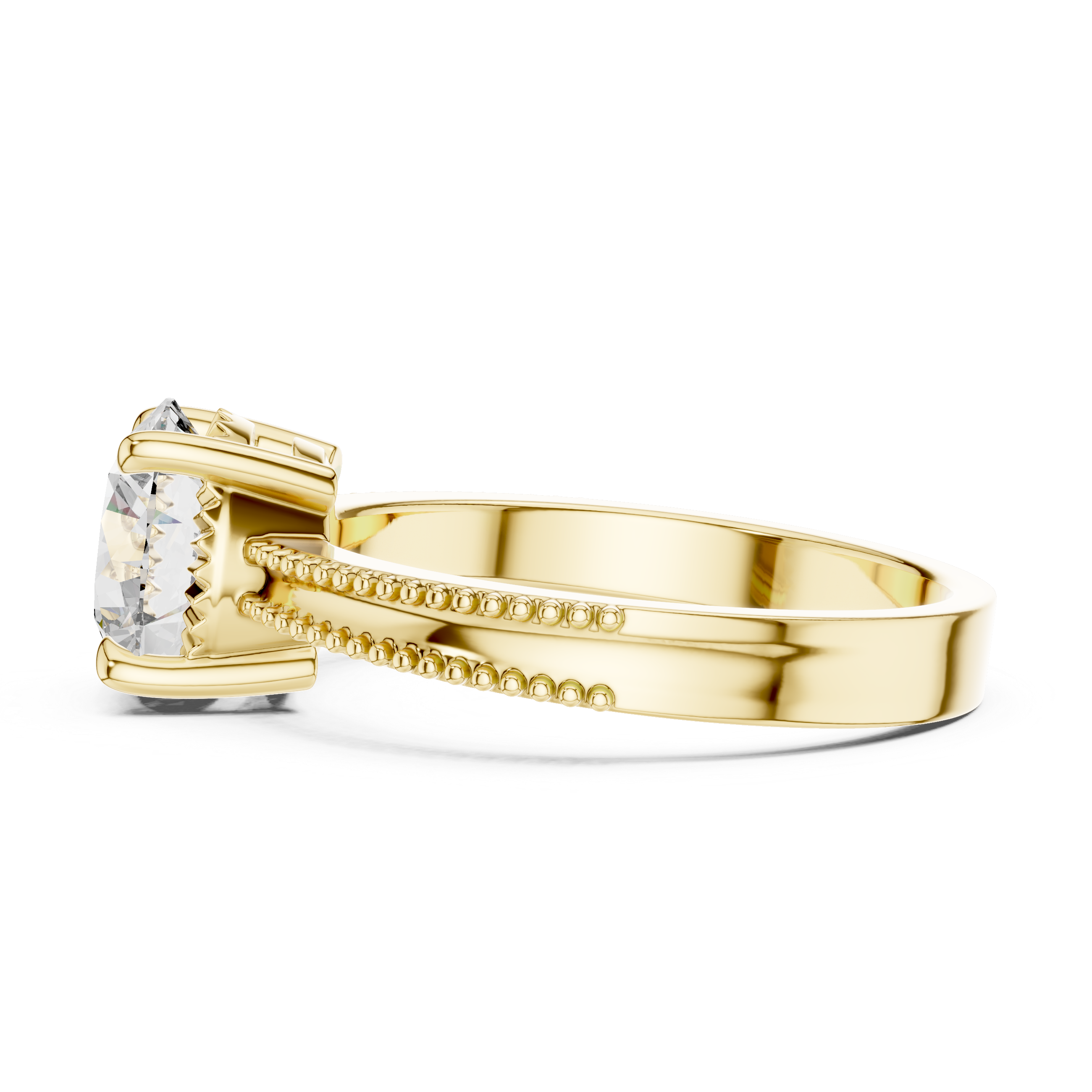 Classic Pavé Round Solitaire Engagement Ring – Design LR-0024