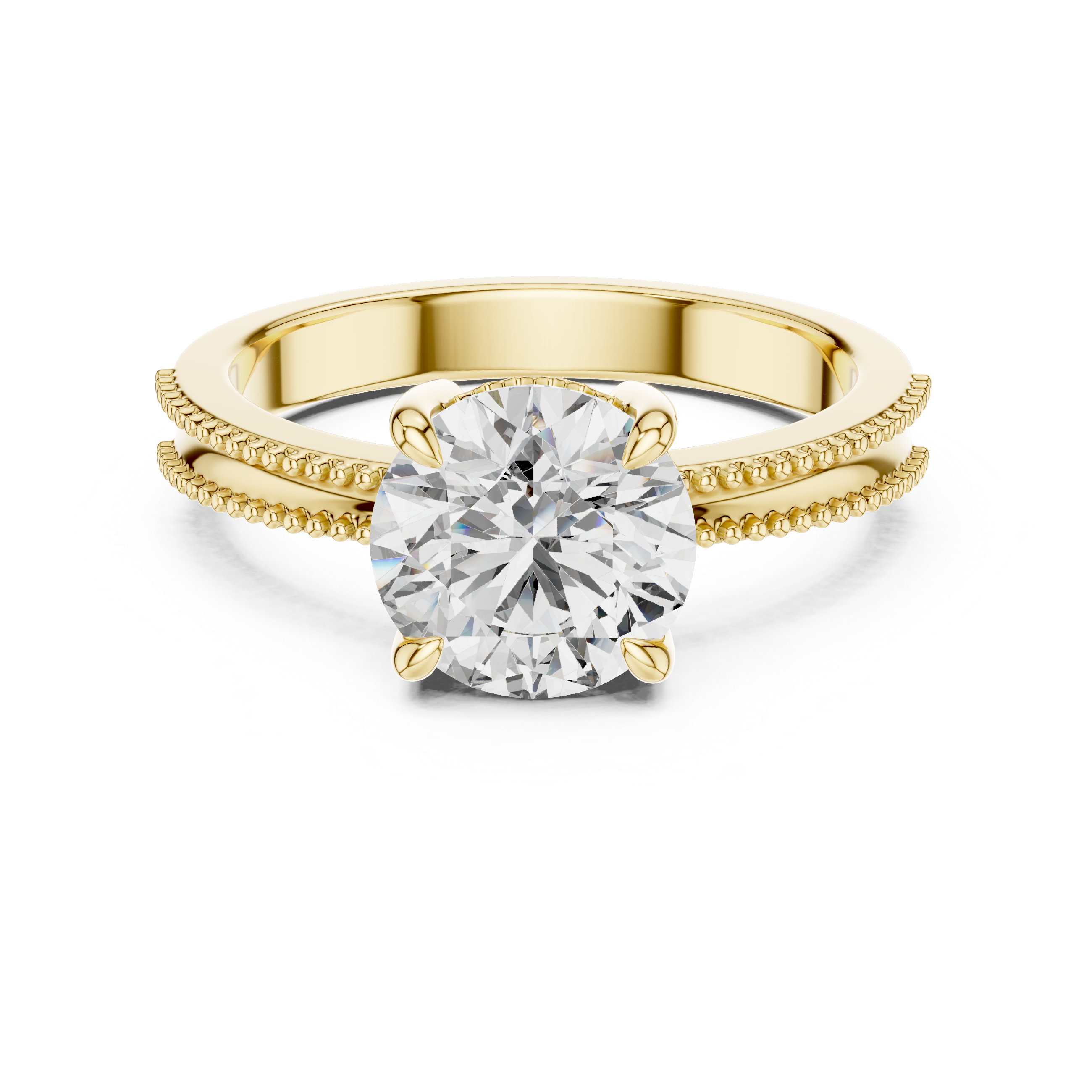 Classic Pavé Round Solitaire Engagement Ring – Design LR-0024