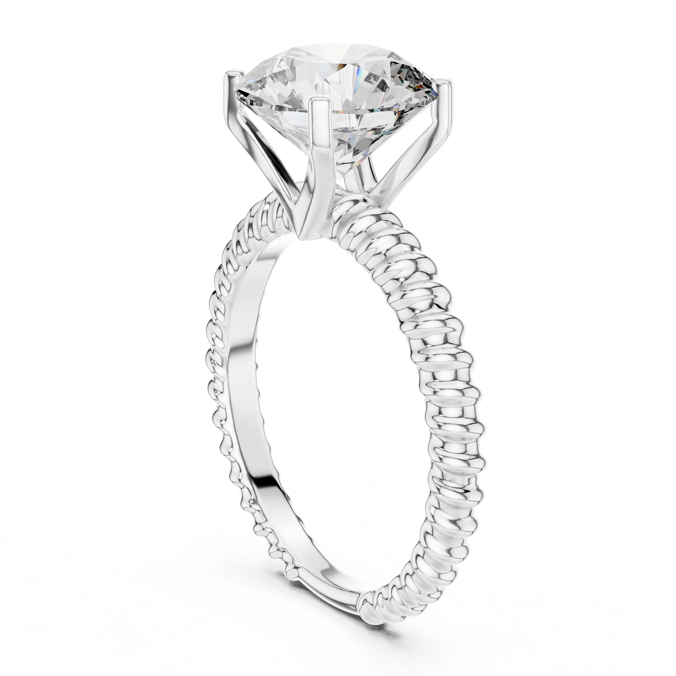 Rope-Texture Round Solitaire Engagement Ring – Design LR-0026