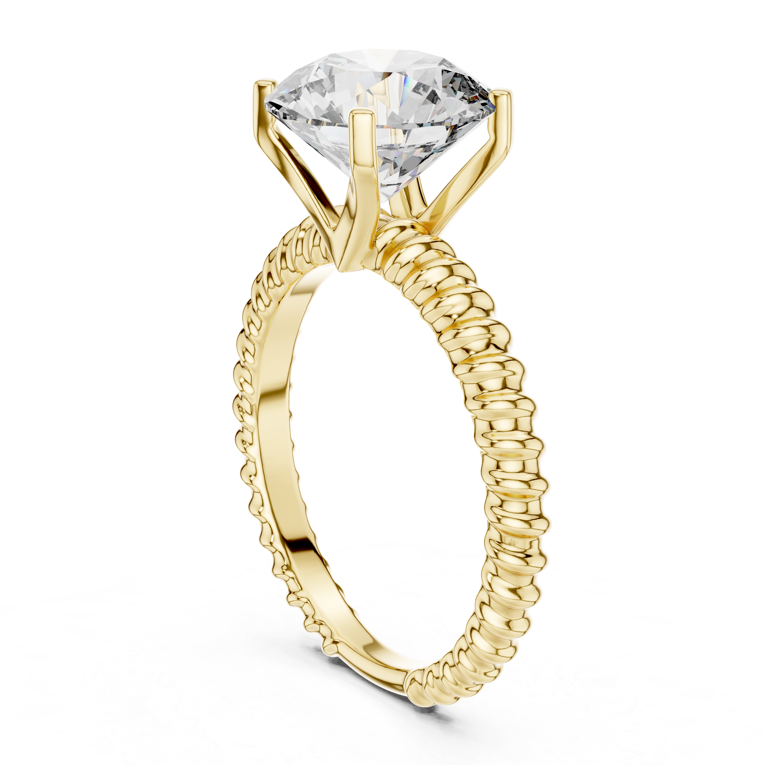 Rope-Texture Round Solitaire Engagement Ring – Design LR-0026