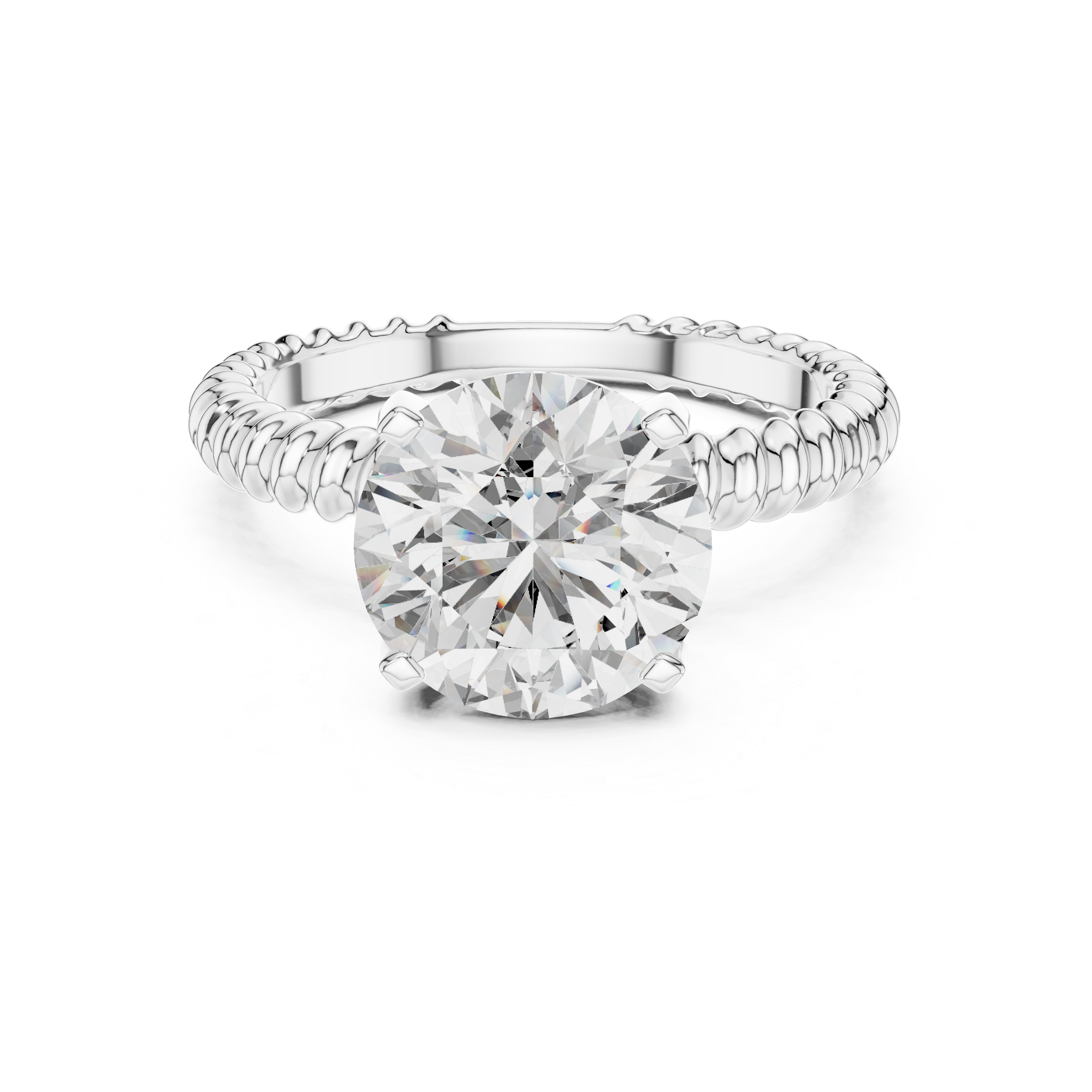 Rope-Texture Round Solitaire Engagement Ring – Design LR-0026