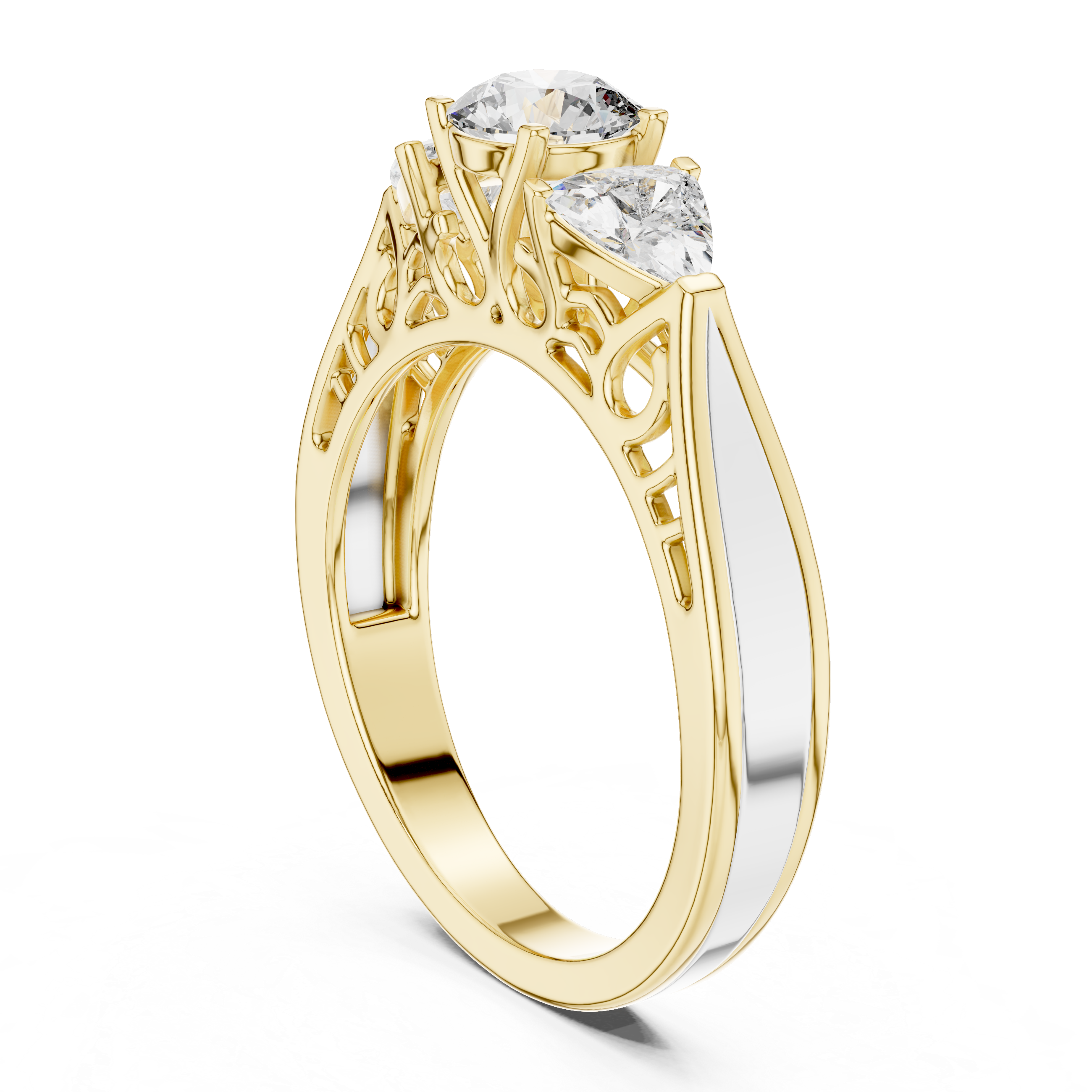 Vintage Three-Stone Round Diamond Engagement Ring – Design LR-0029