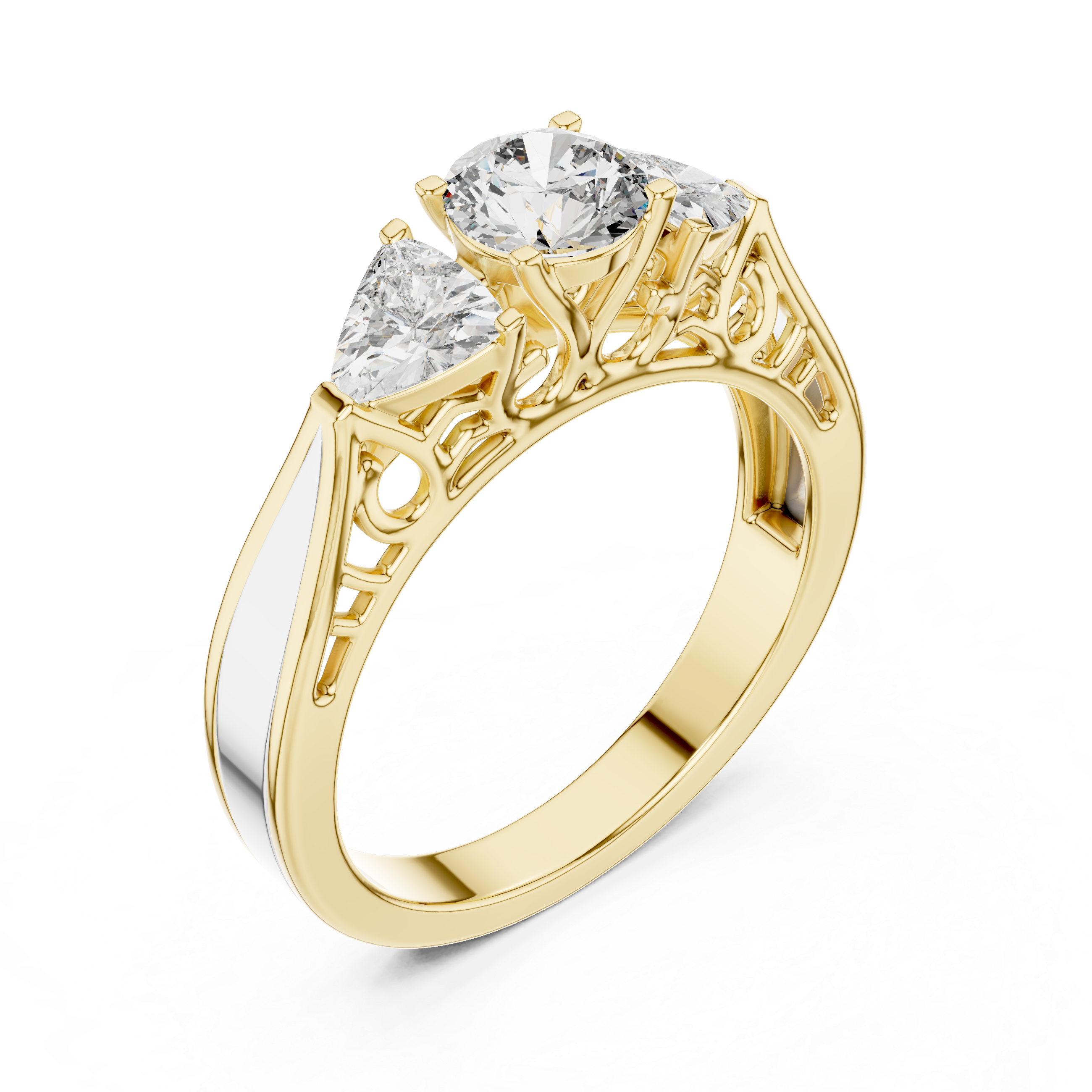 Vintage Three-Stone Round Diamond Engagement Ring – Design LR-0029
