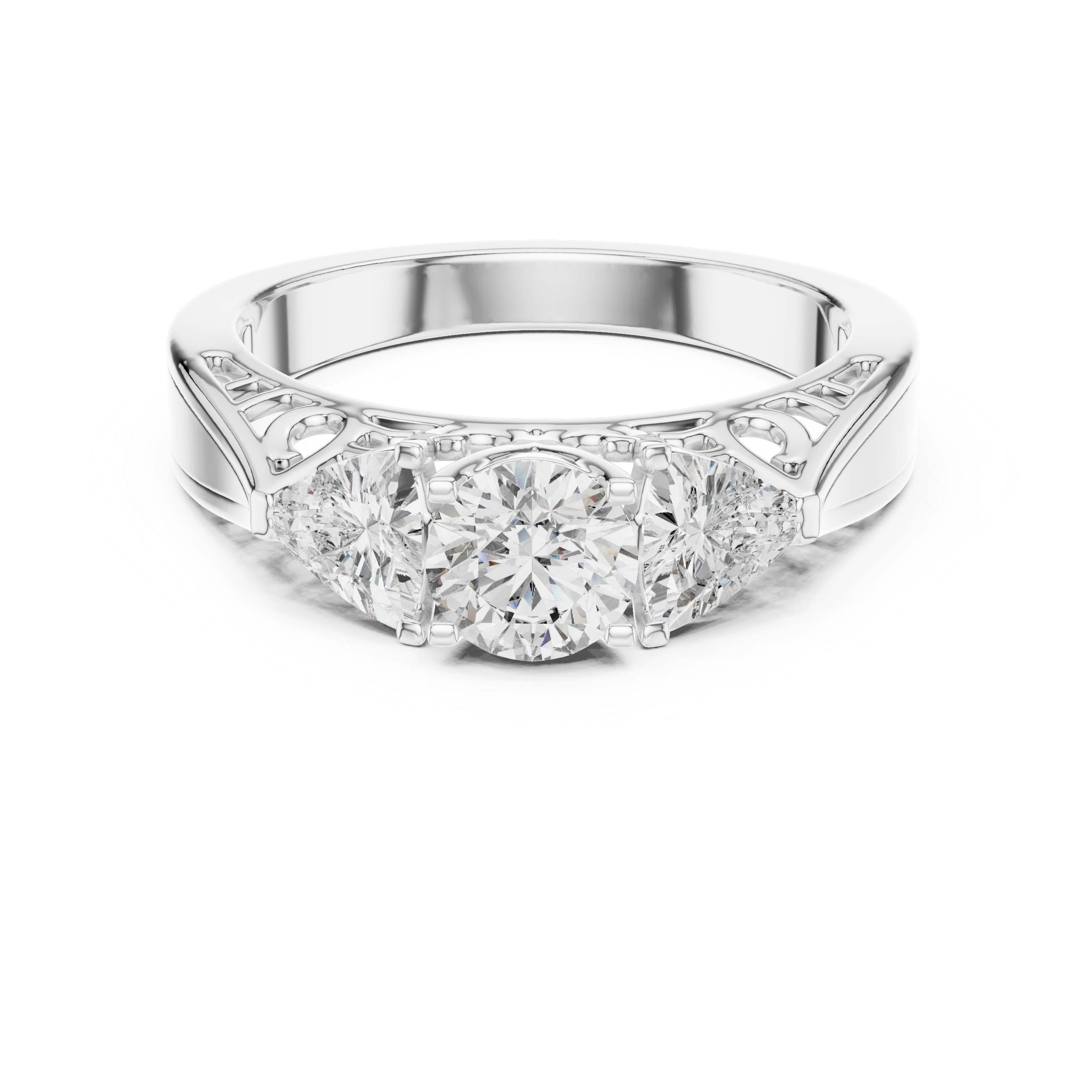 Vintage Three-Stone Round Diamond Engagement Ring – Design LR-0029