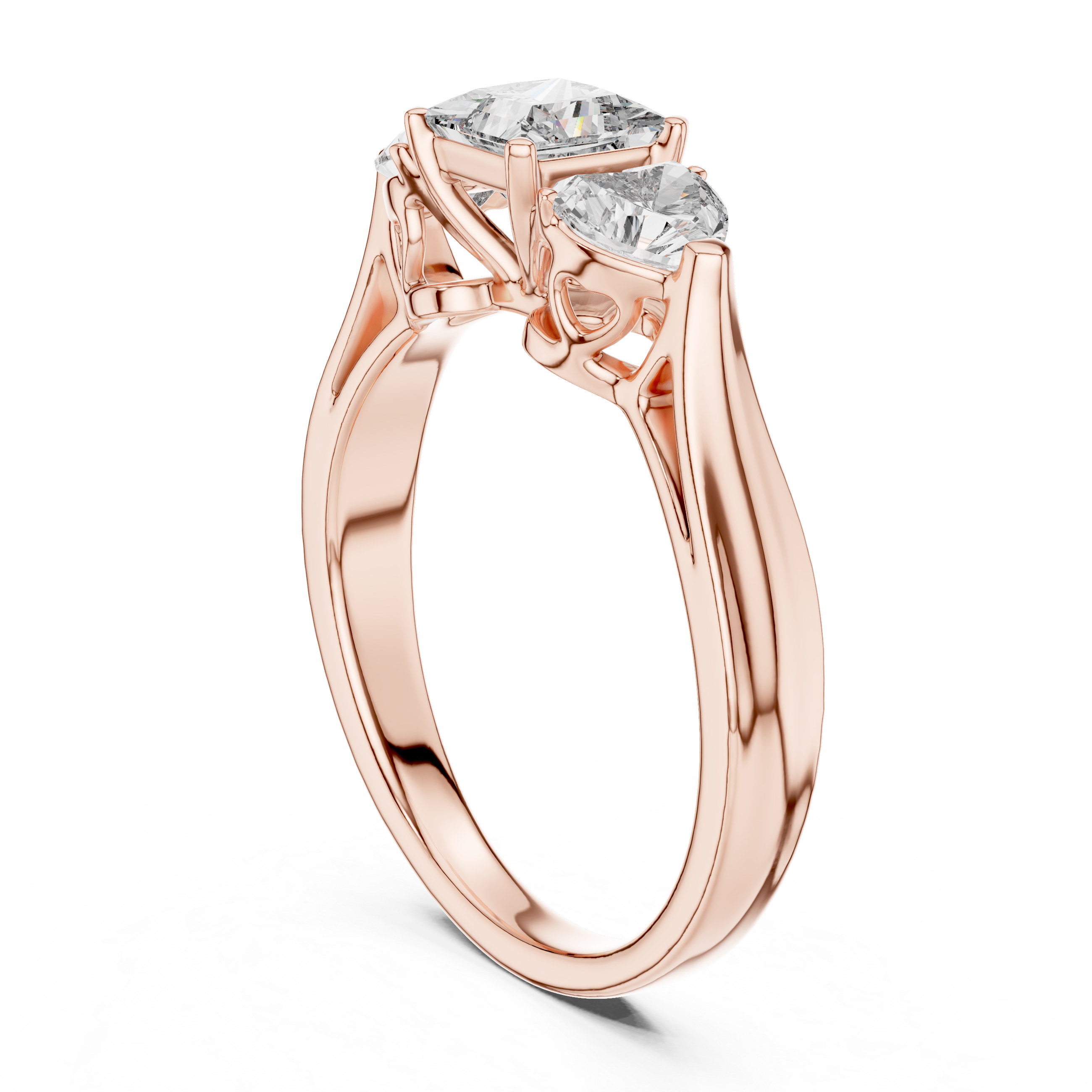 Three-Stone Princess-Cut Diamond Engagement Ring – Design LR-0030