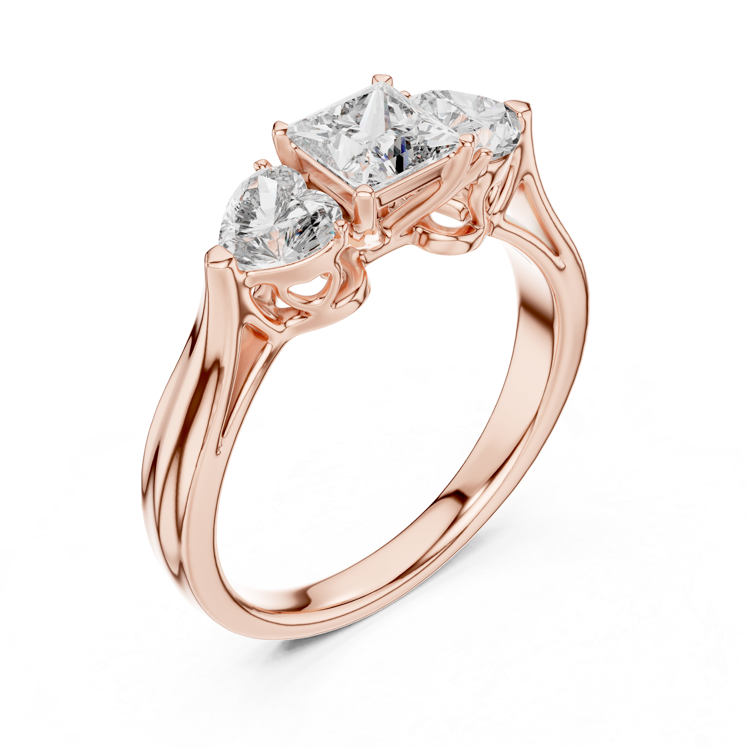Three-Stone Princess-Cut Diamond Engagement Ring – Design LR-0030