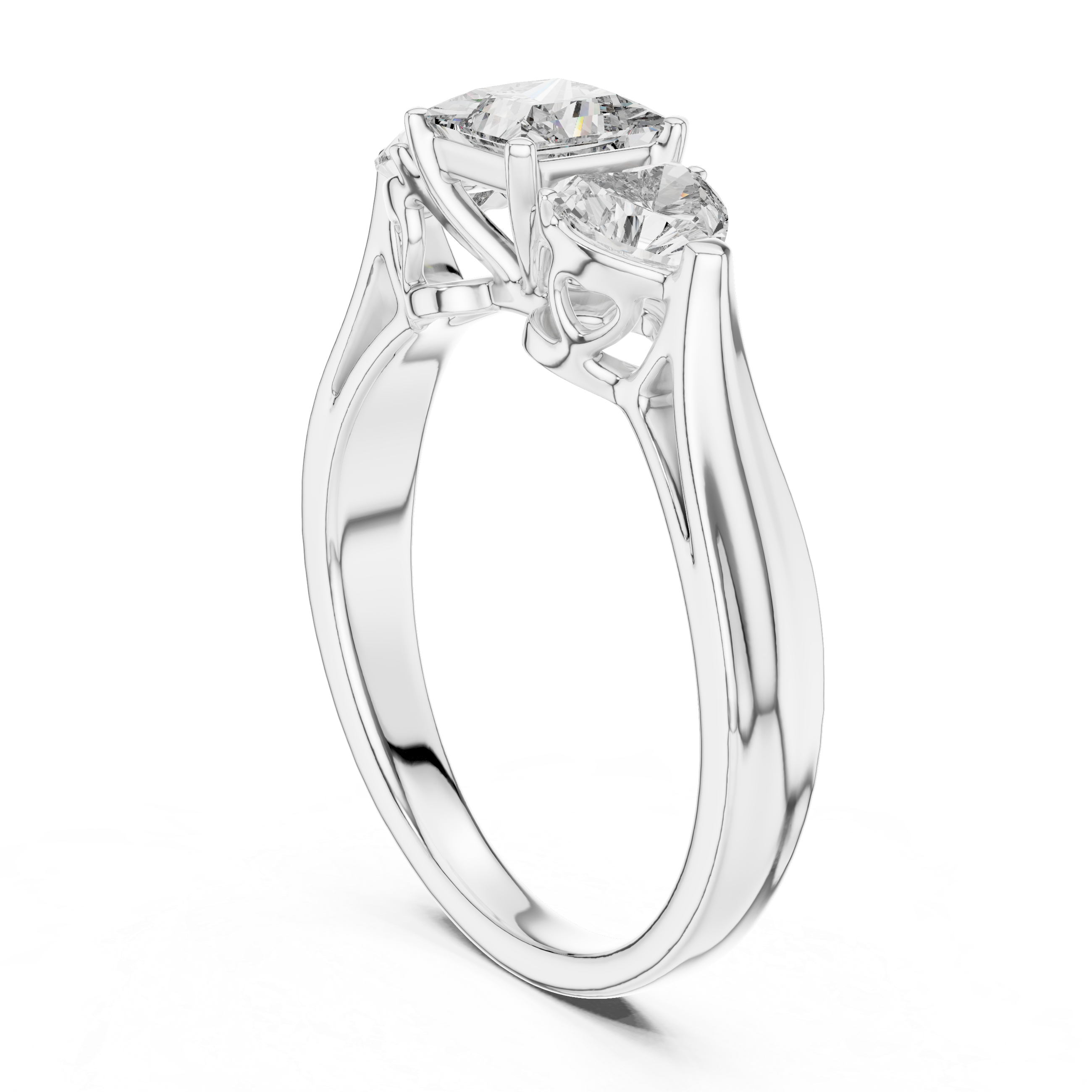 Three-Stone Princess-Cut Diamond Engagement Ring – Design LR-0030