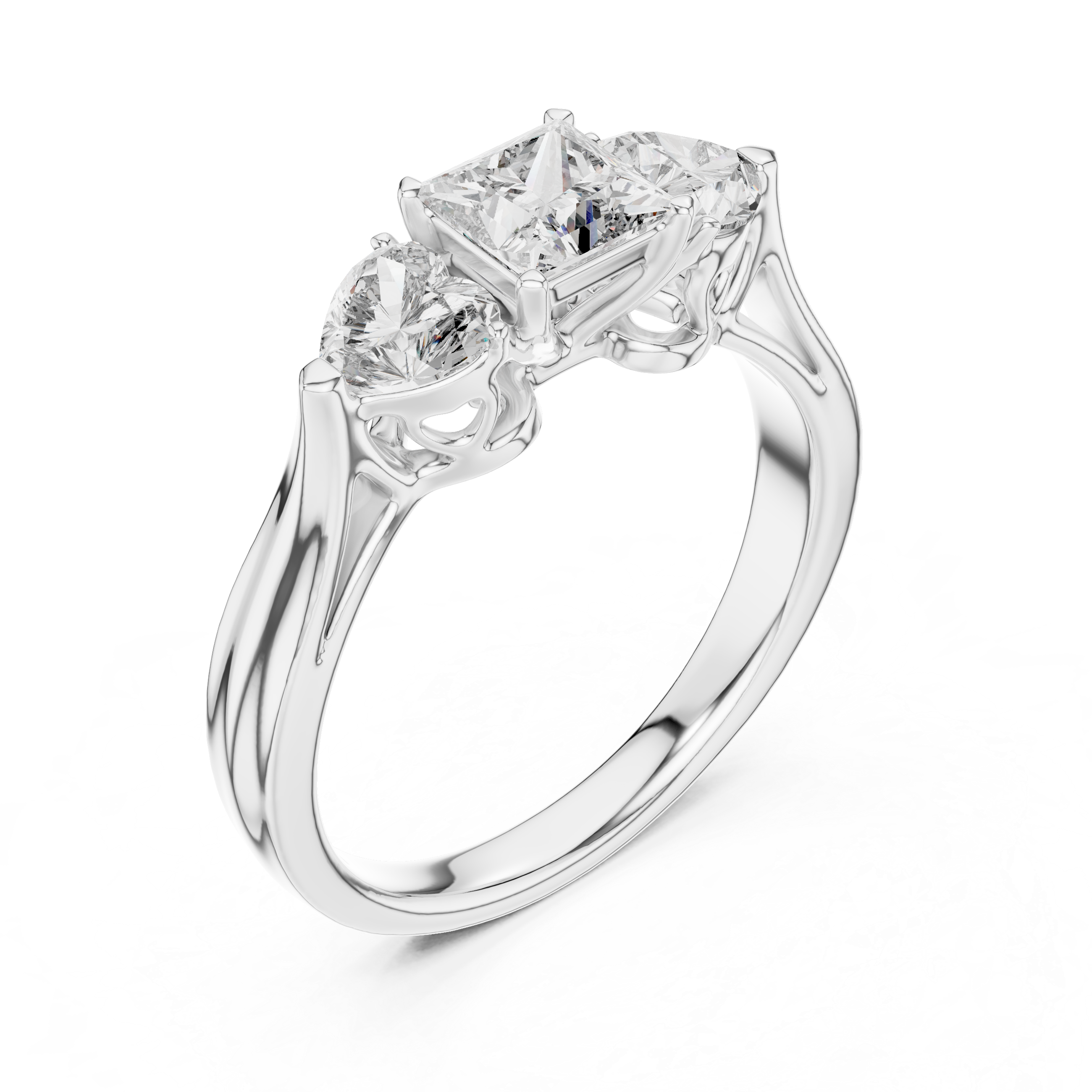 Three-Stone Princess-Cut Diamond Engagement Ring – Design LR-0030