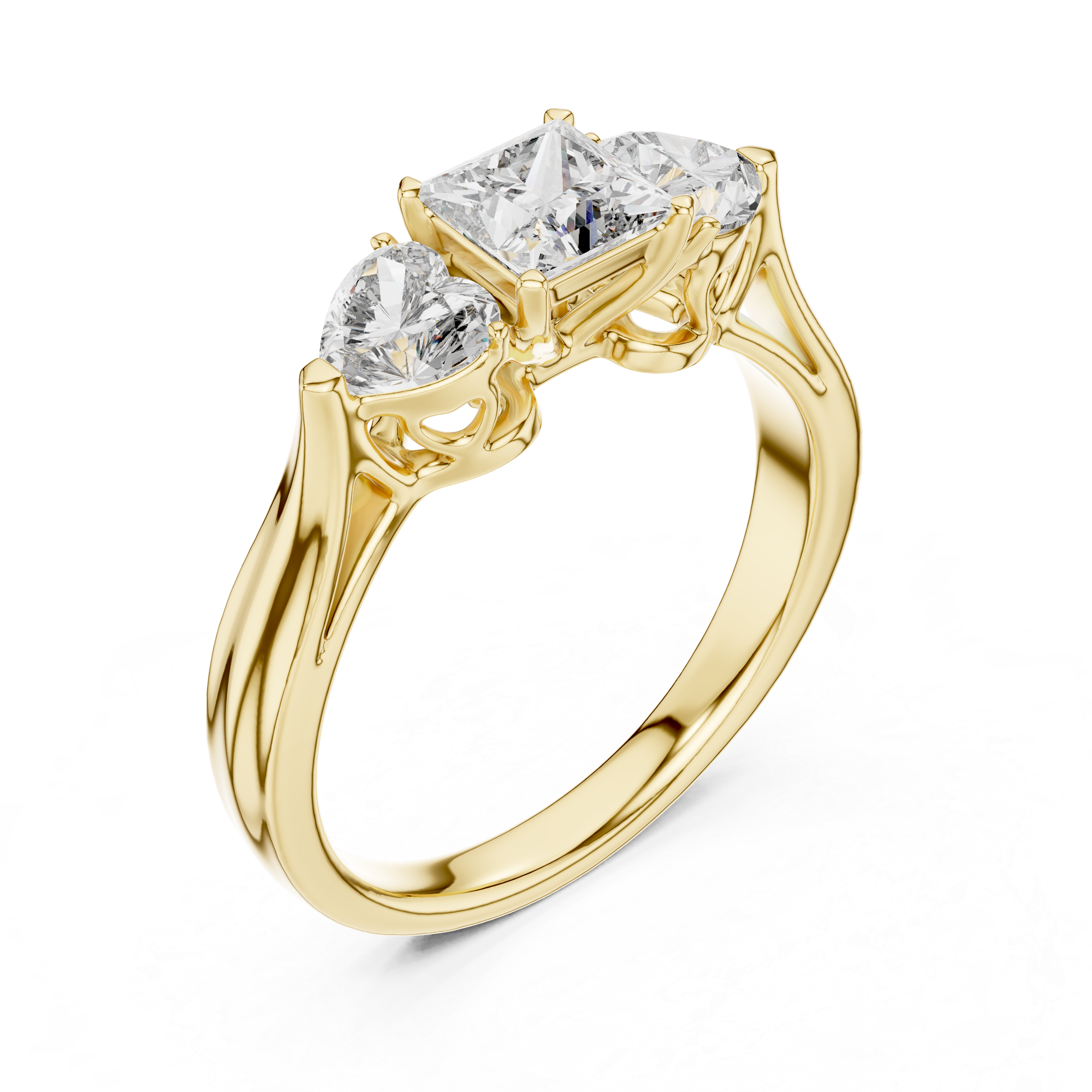 Three-Stone Princess-Cut Diamond Engagement Ring – Design LR-0030