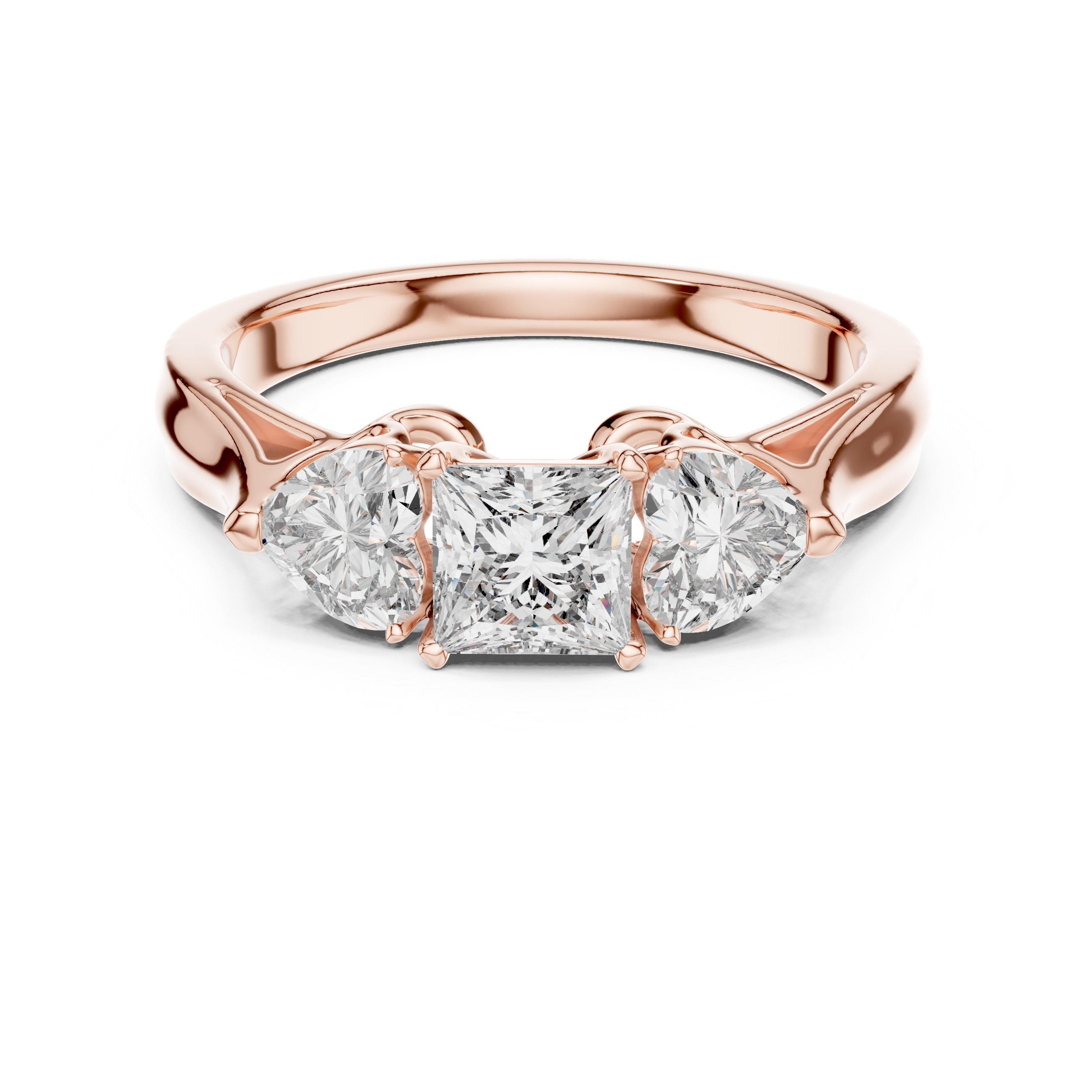Three-Stone Princess-Cut Diamond Engagement Ring – Design LR-0030