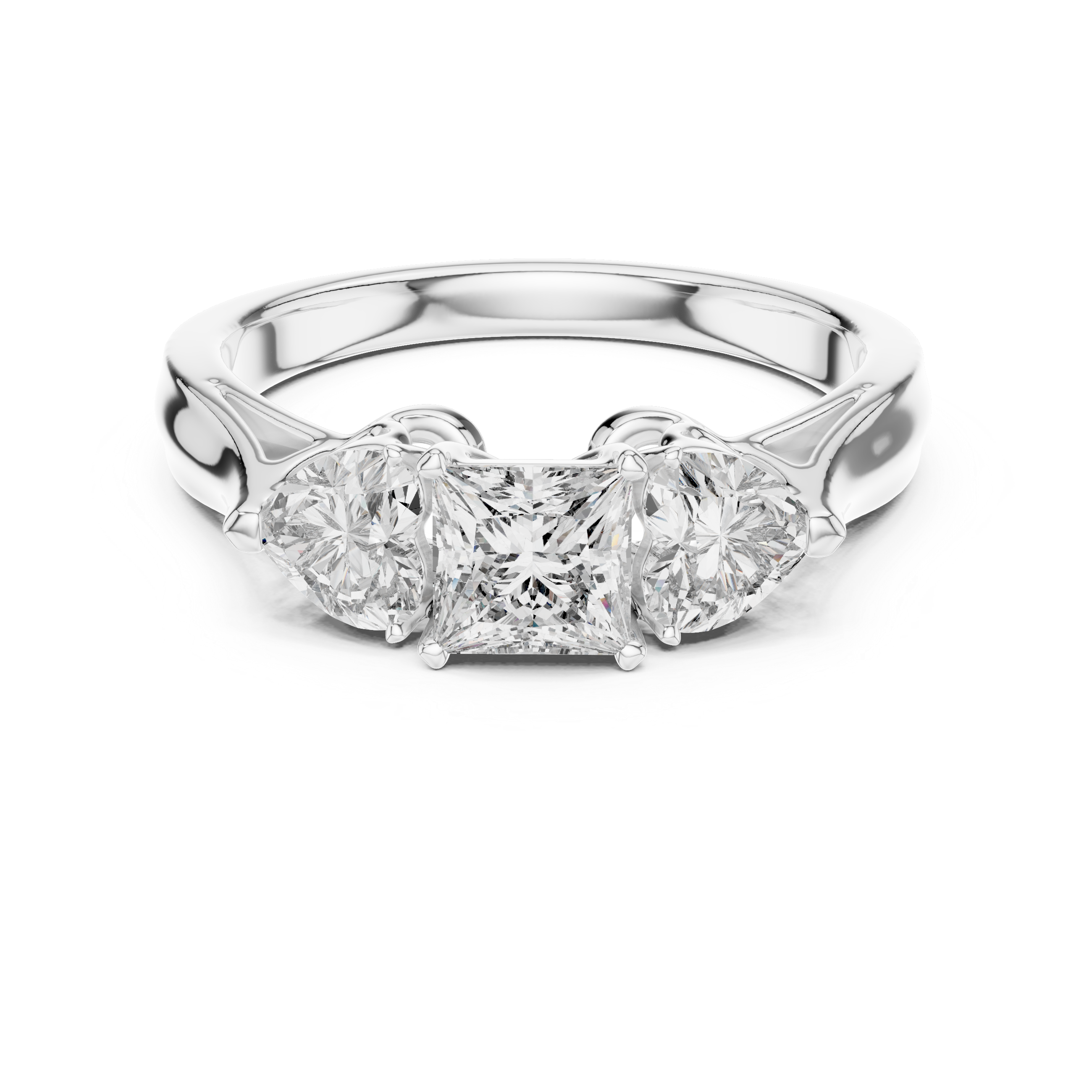 Three-Stone Princess-Cut Diamond Engagement Ring – Design LR-0030