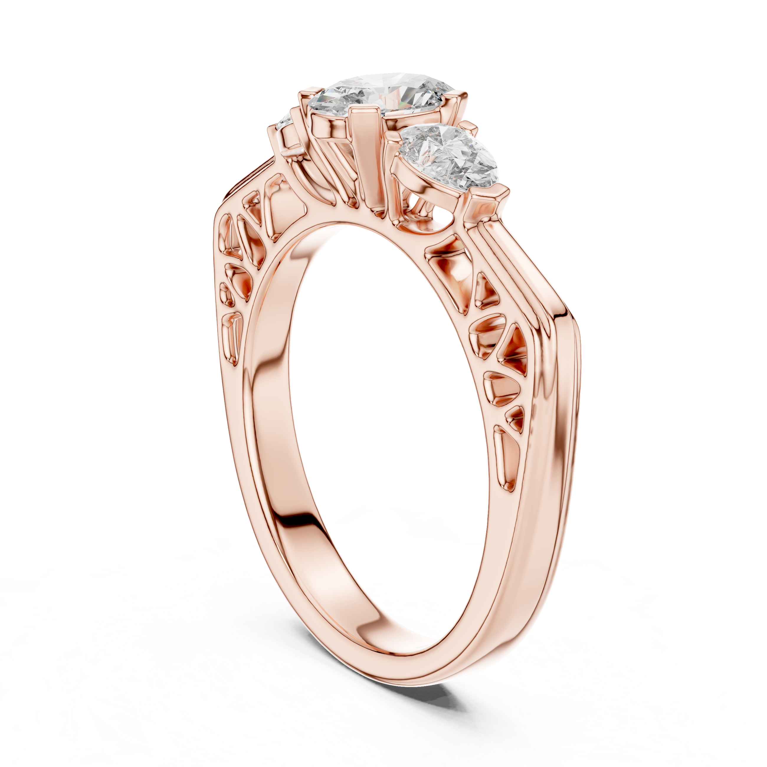 Three-Stone Pear Diamond Engagement Ring – Design LR-0031