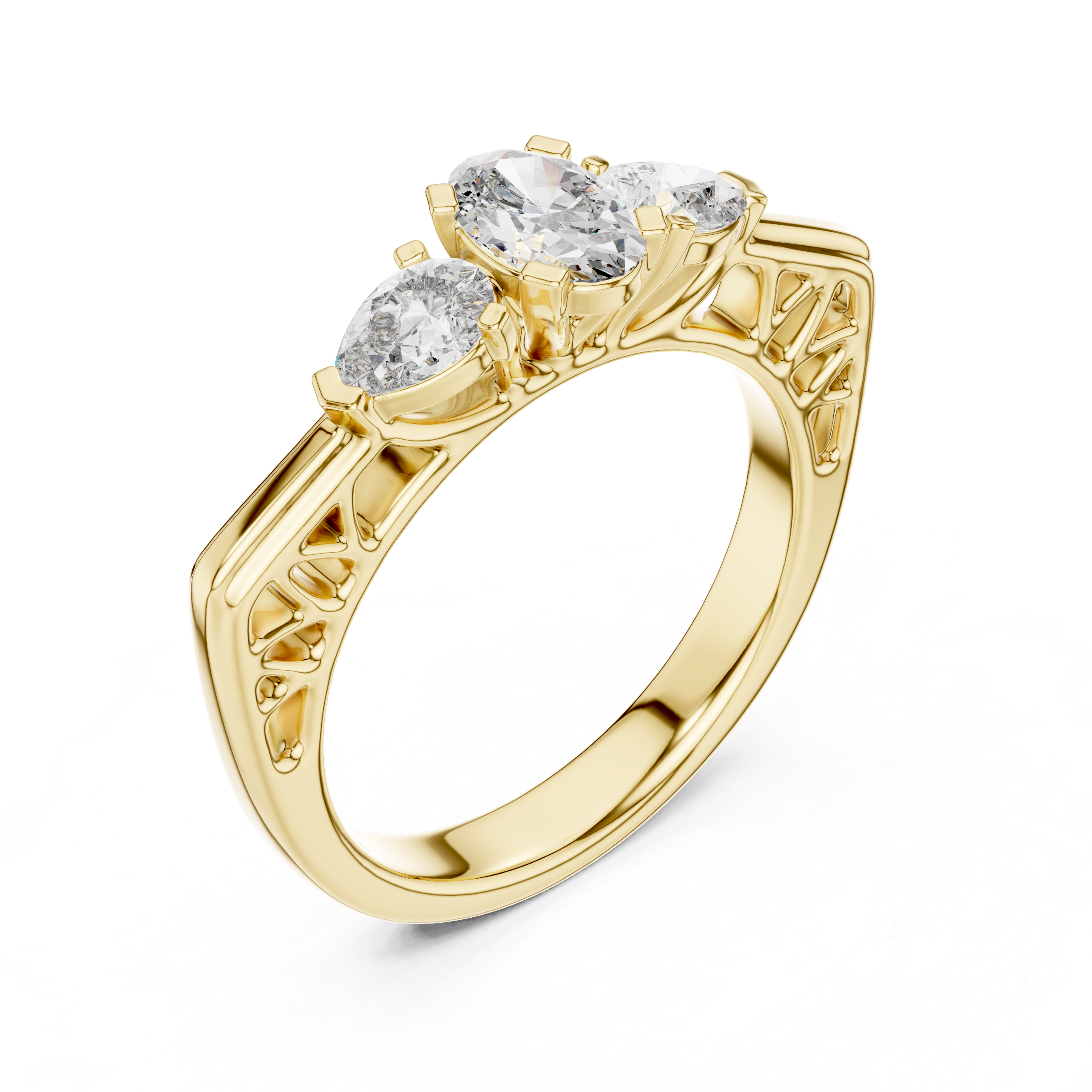 Three-Stone Pear Diamond Engagement Ring – Design LR-0031