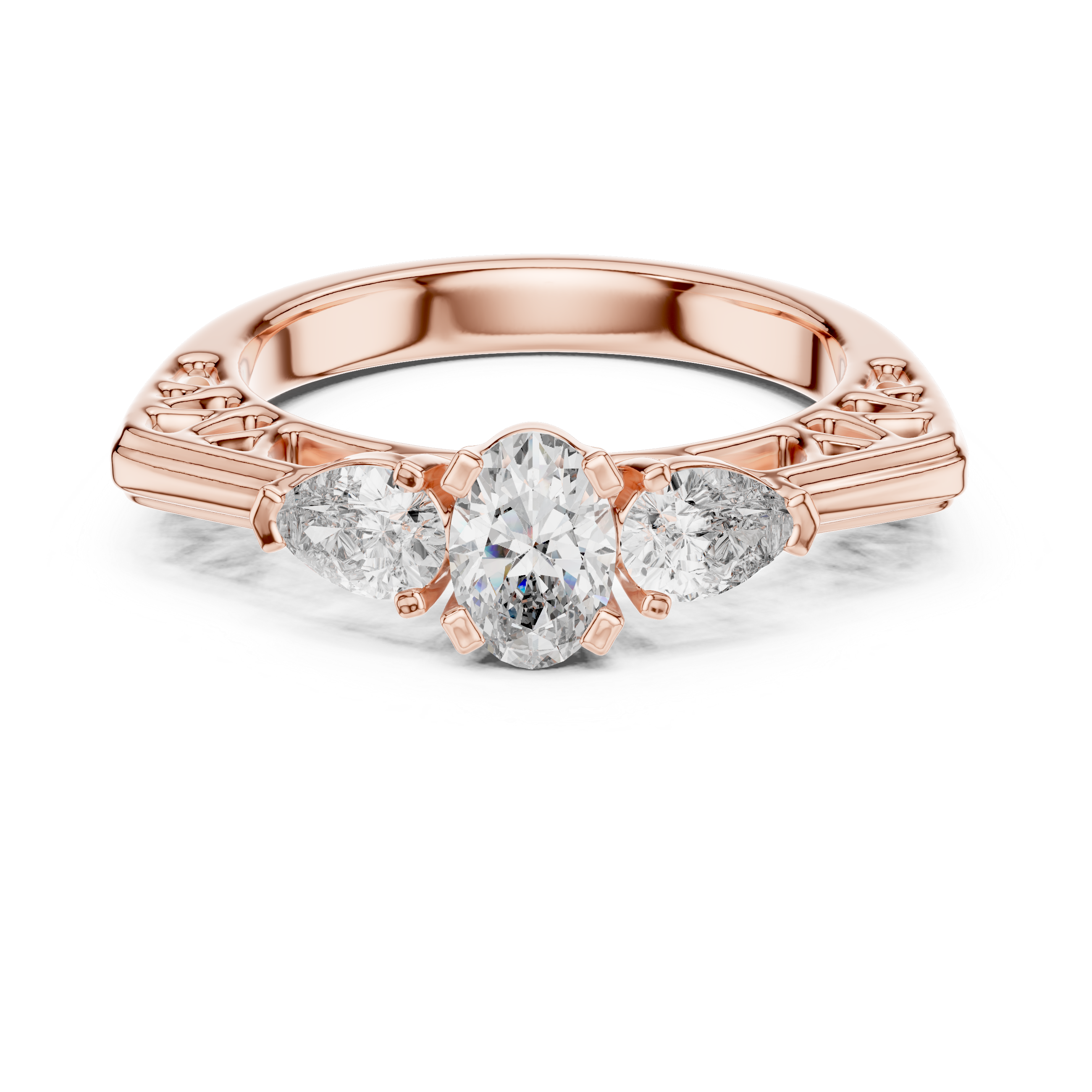 Three-Stone Pear Diamond Engagement Ring – Design LR-0031
