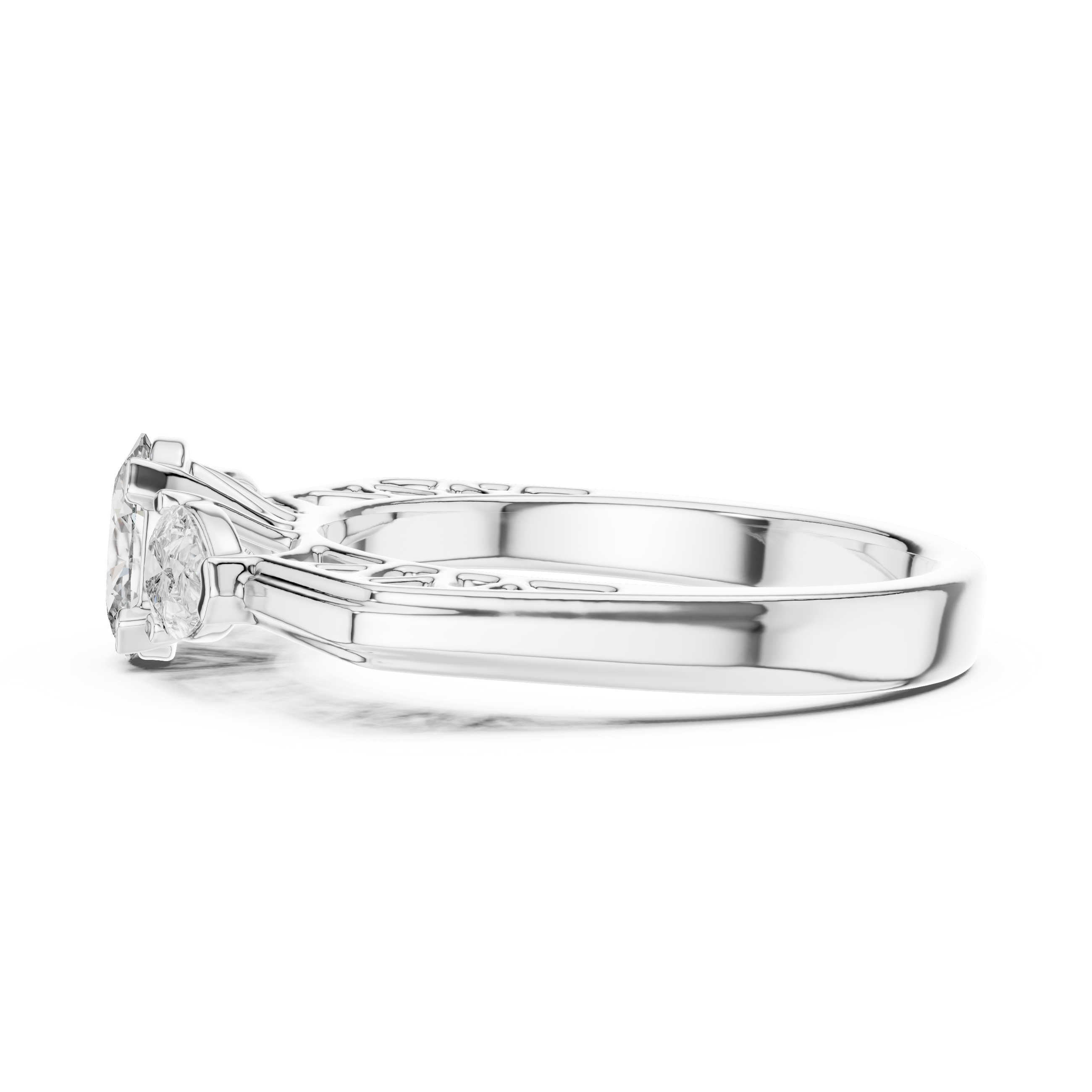 Three-Stone Pear Diamond Engagement Ring – Design LR-0031
