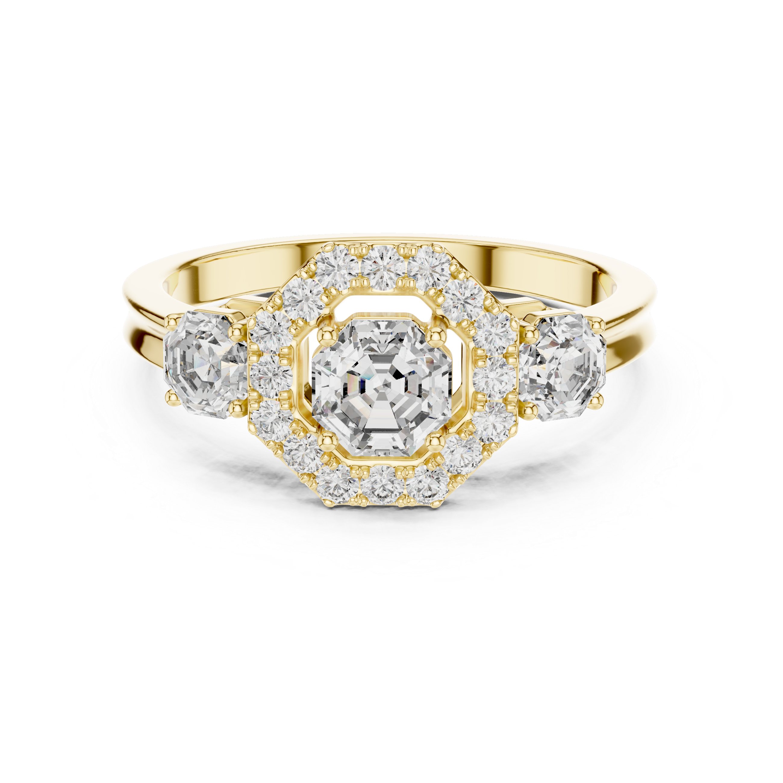 Three-Stone Round Diamond Pavé Engagement Ring – Design LR-0033