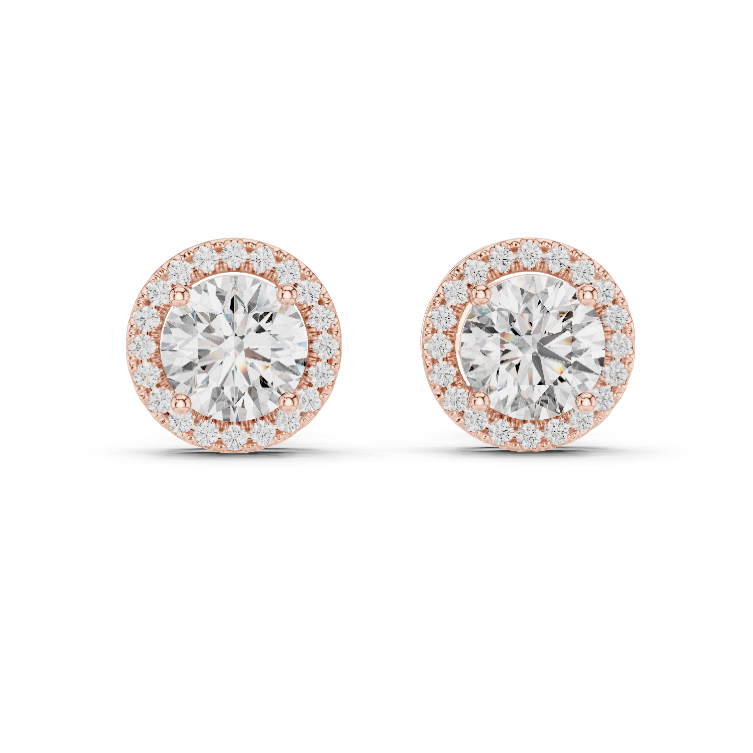 Emerald-Cut Floral Halo Lab-Grown Diamond Stud Earrings
