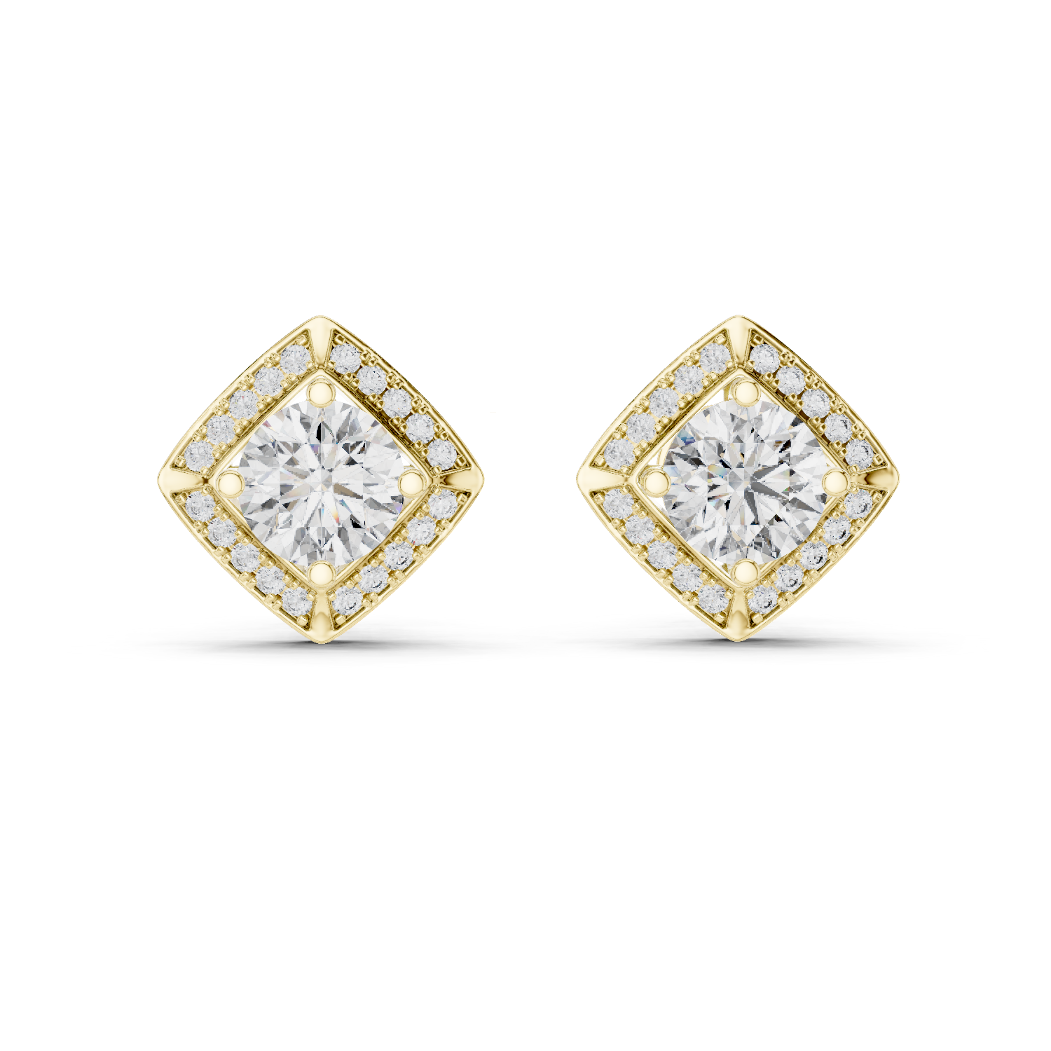 Emerald-Cut Geometric Halo Lab-Grown Diamond Stud Earrings