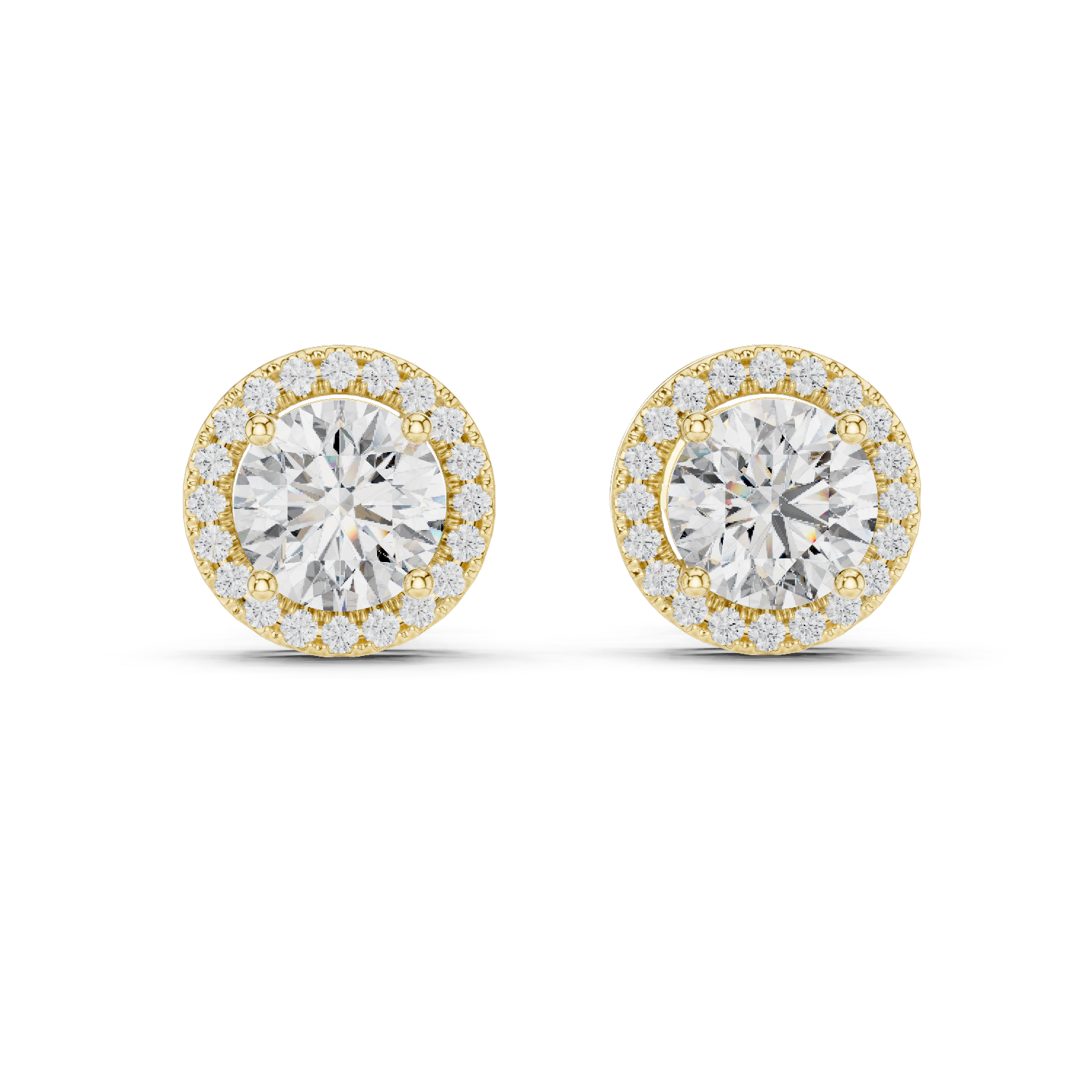 Emerald-Cut Floral Halo Lab-Grown Diamond Stud Earrings